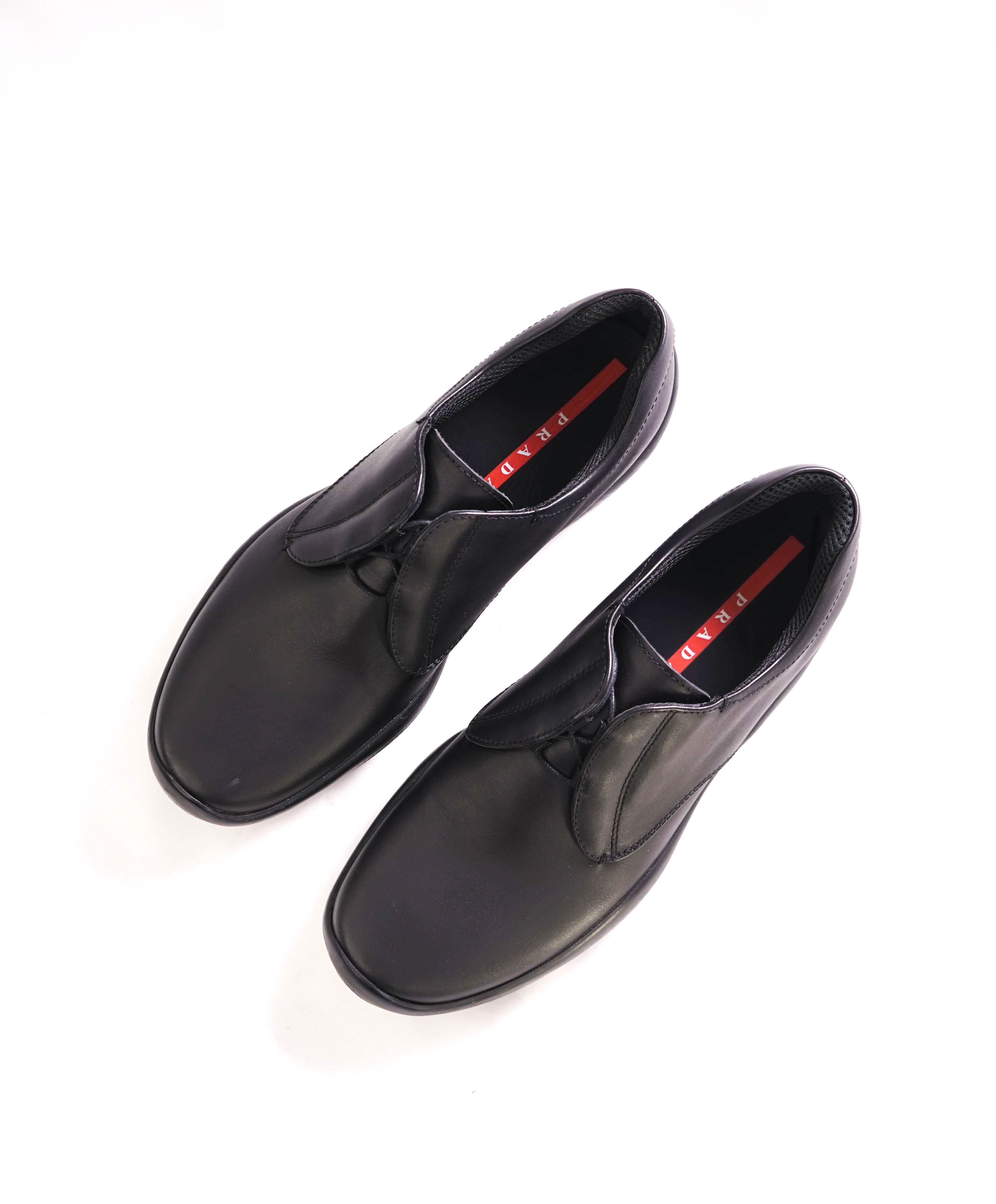 $795 PRADA - *LINEA ROSSA* VITELLO SAMOA Black Lace-Up Derby - 9 US (8 Prada)