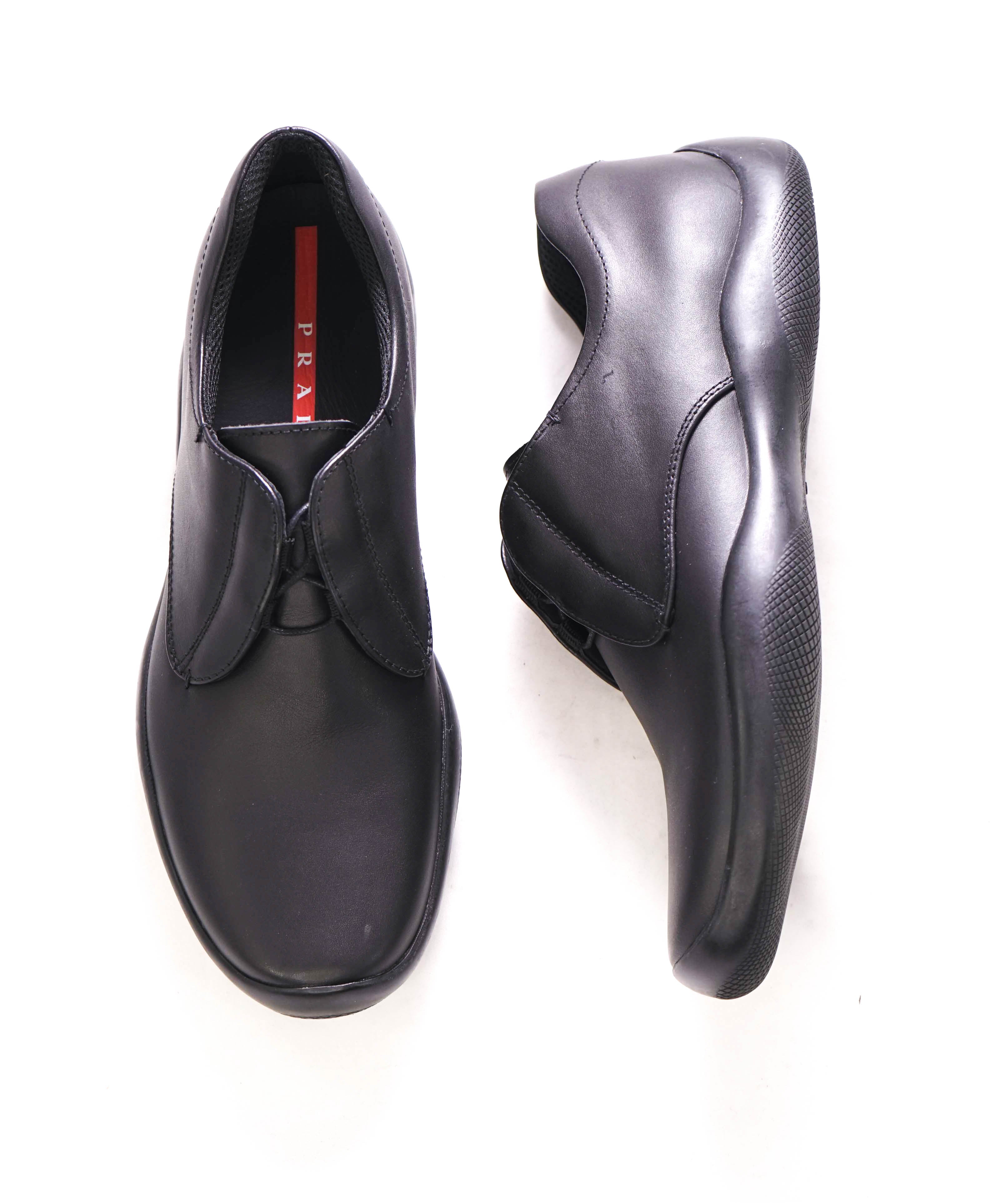 $795 PRADA - *LINEA ROSSA* VITELLO SAMOA Black Lace-Up Derby - 9 US (8 Prada)