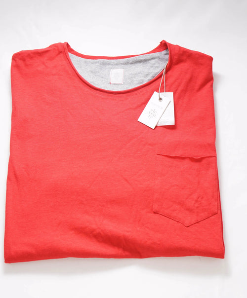 $195 ELEVENTY - Cotton Red Short Sleeve T W Front Pocket - M