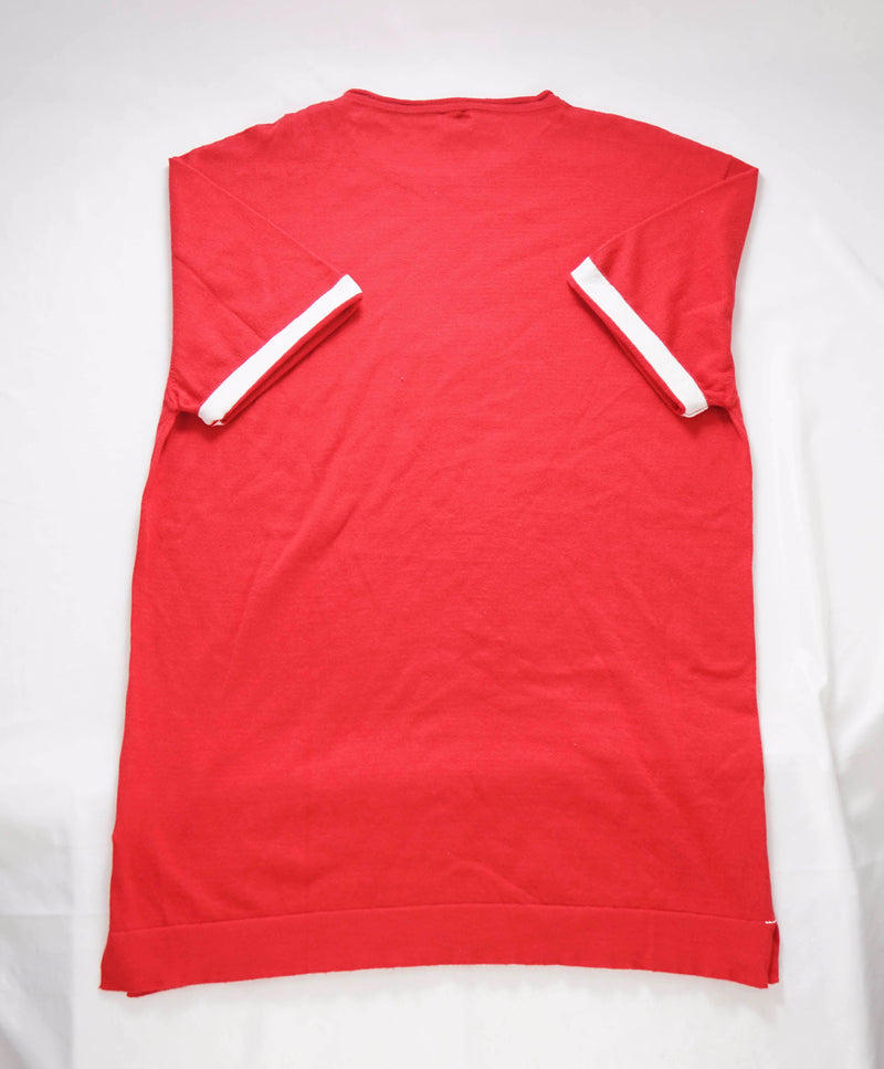 $325 ELEVENTY - Red  Crewneck Premium Short Sleeve Sweater - M