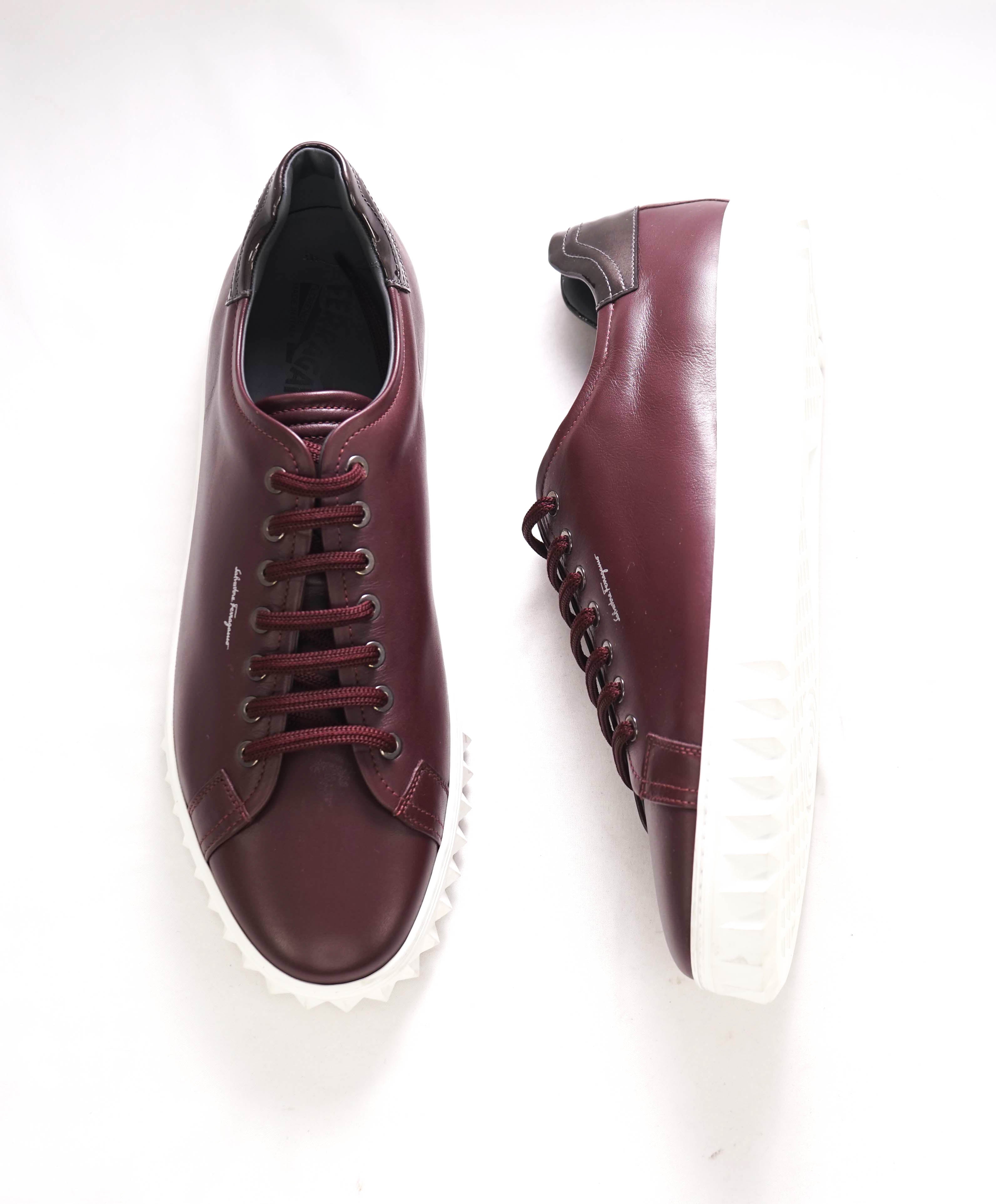 $750 SALVATORE FERRAGAMO - *Rhinoceros* Burgundy Gancini Sneaker - 10.5 M US