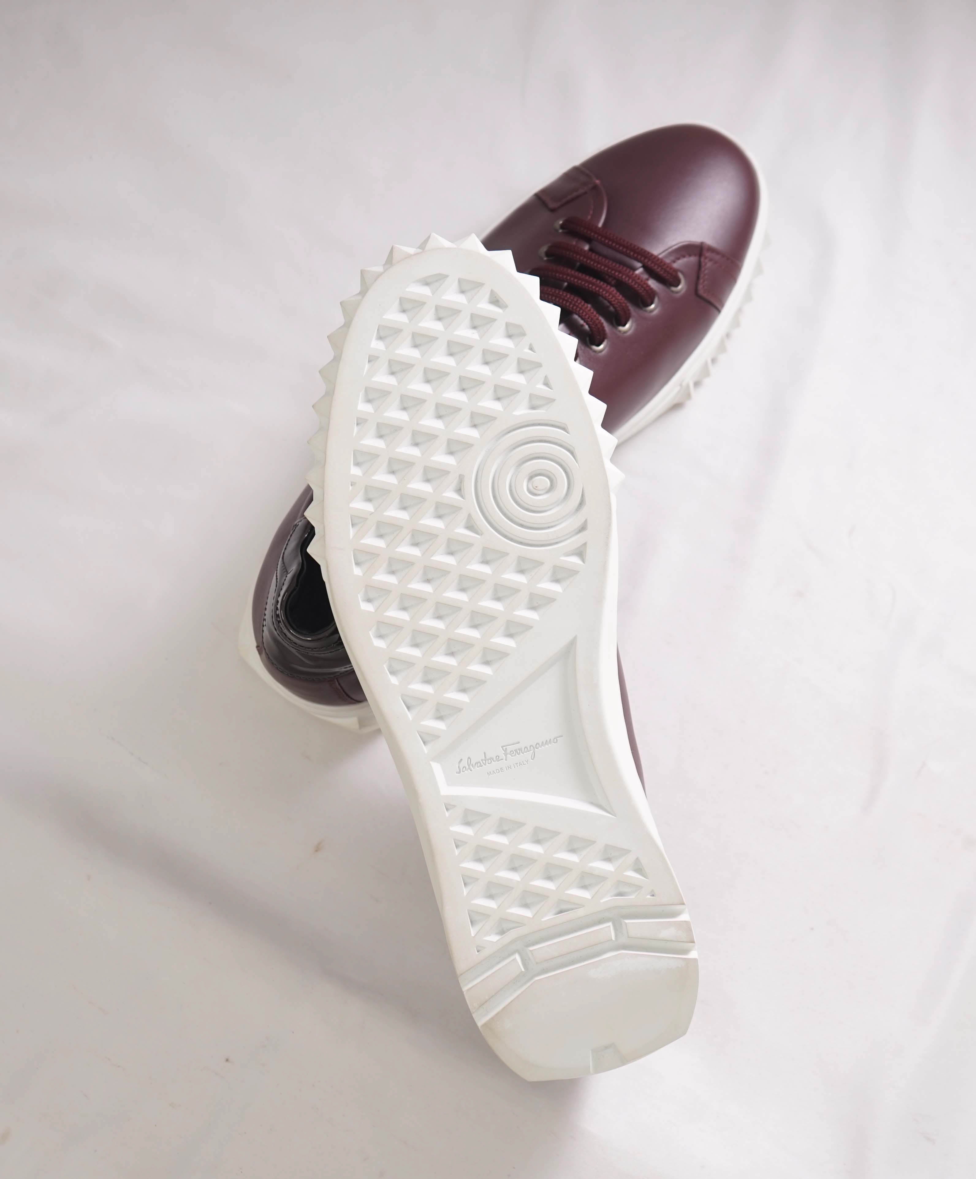 $750 SALVATORE FERRAGAMO - *Rhinoceros* Burgundy Gancini Sneaker - 10.5 M US