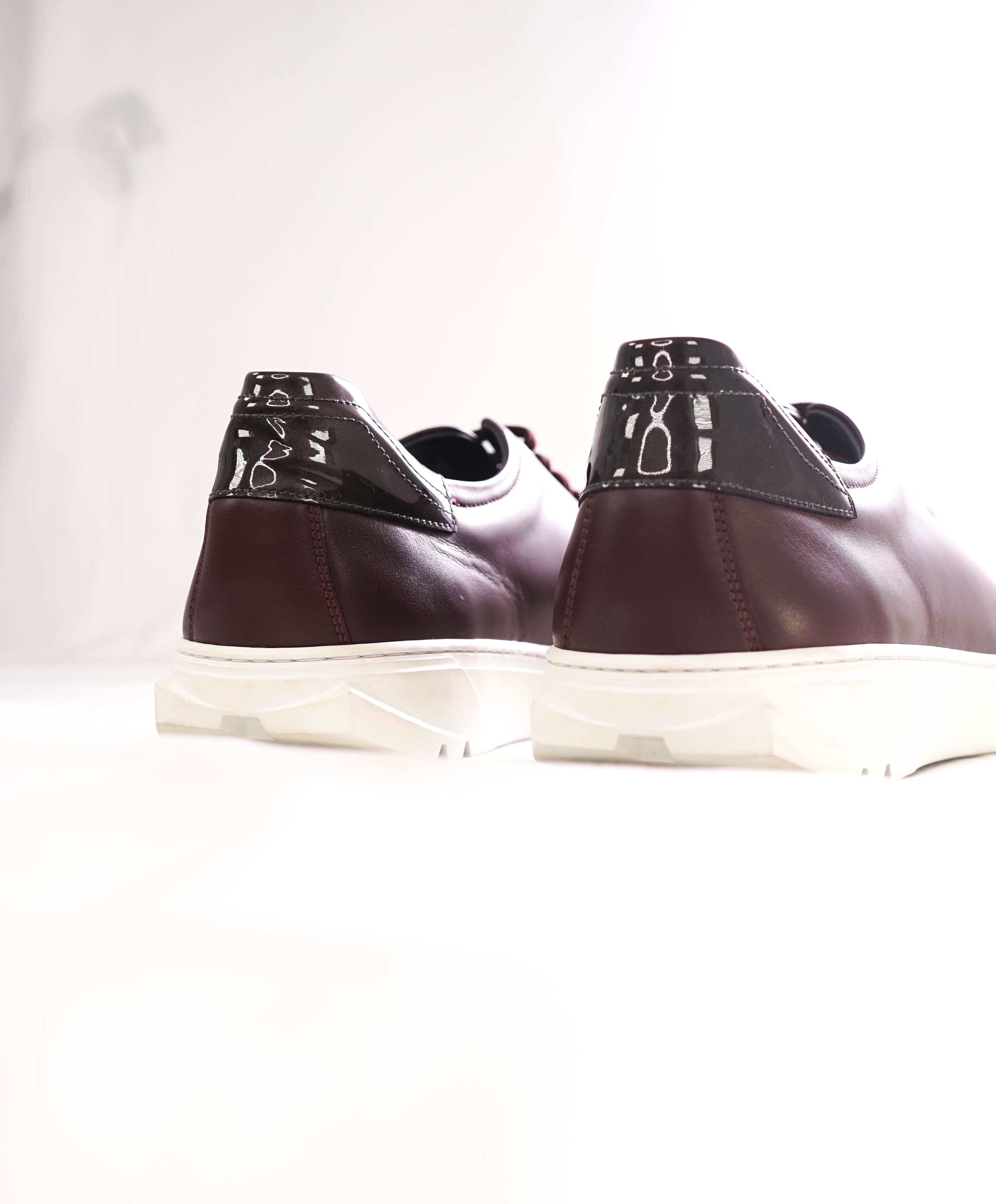 $750 SALVATORE FERRAGAMO - *Rhinoceros* Burgundy Gancini Sneaker - 10.5 M US