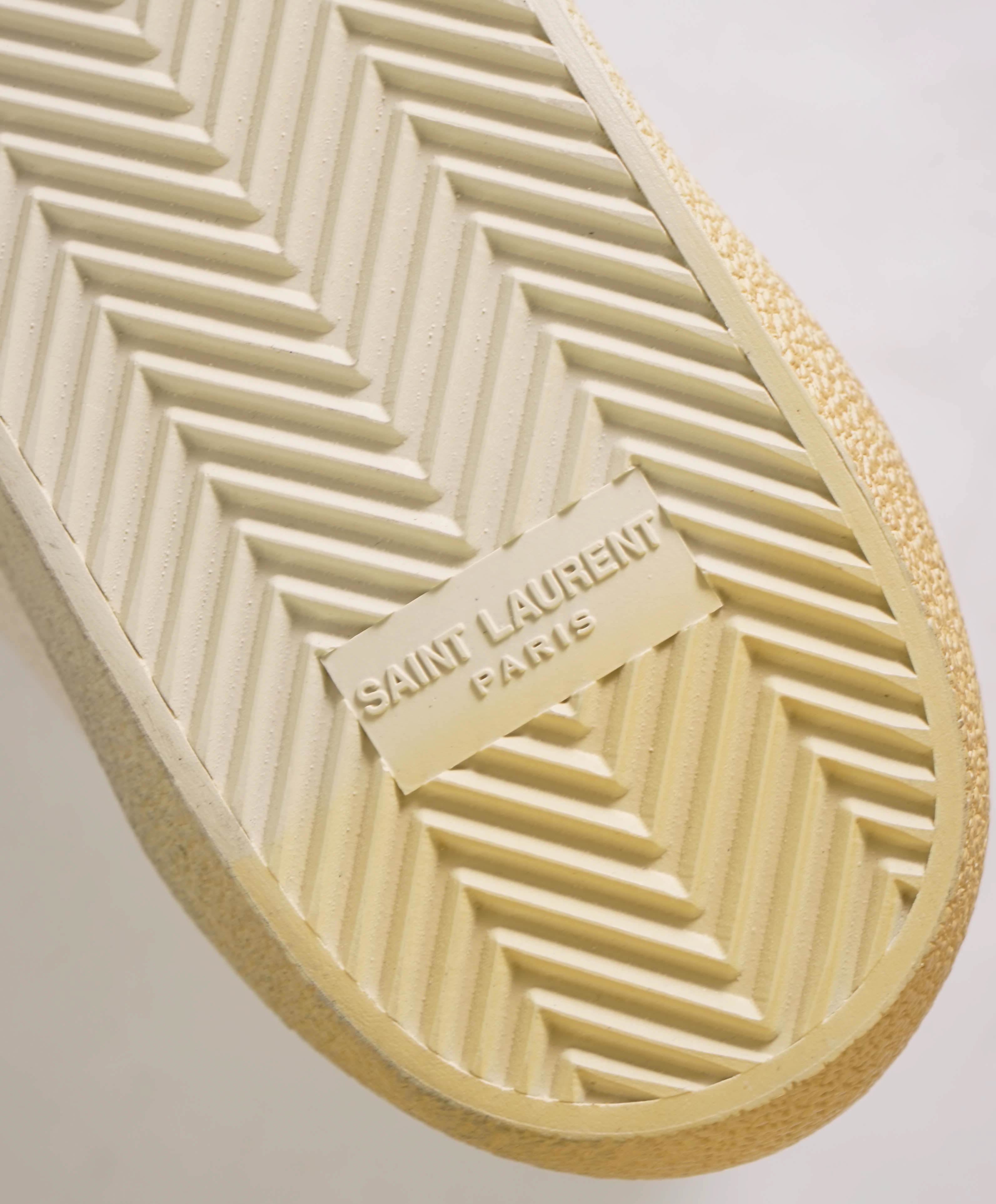 $850 SAINT LAURENT - Court Hightop Sneakers White Canvas/Leather - 10.5 (43.5EU)