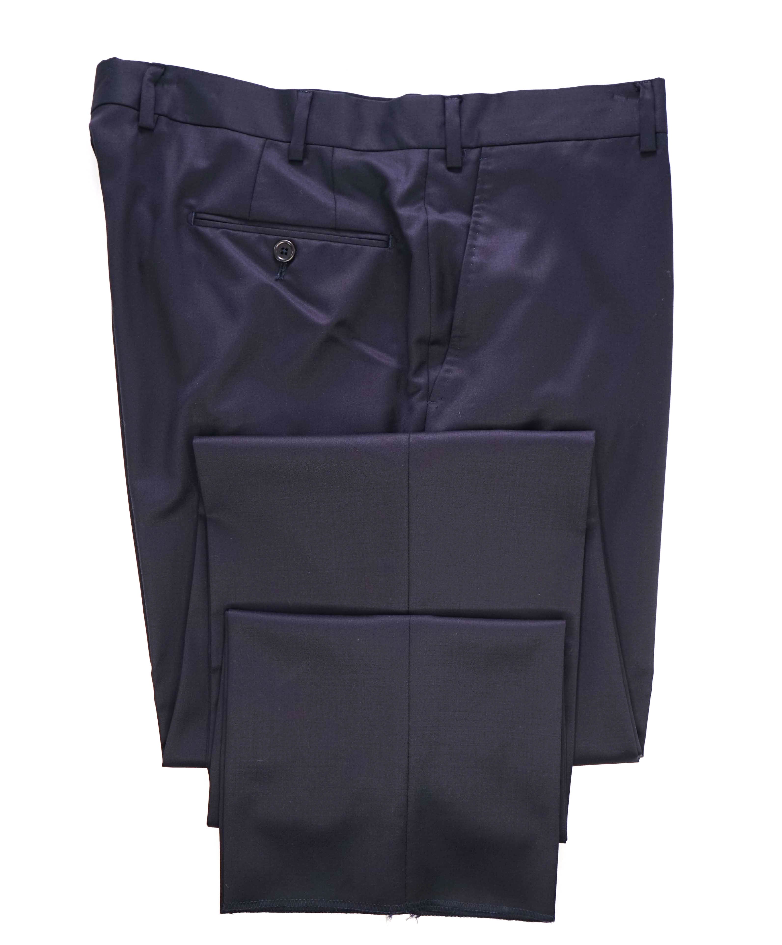 $425 SAKS FIFTH AVE -  Navy Wool *Tailored* MADE ITALY Flat Front Dress Pants -  38W