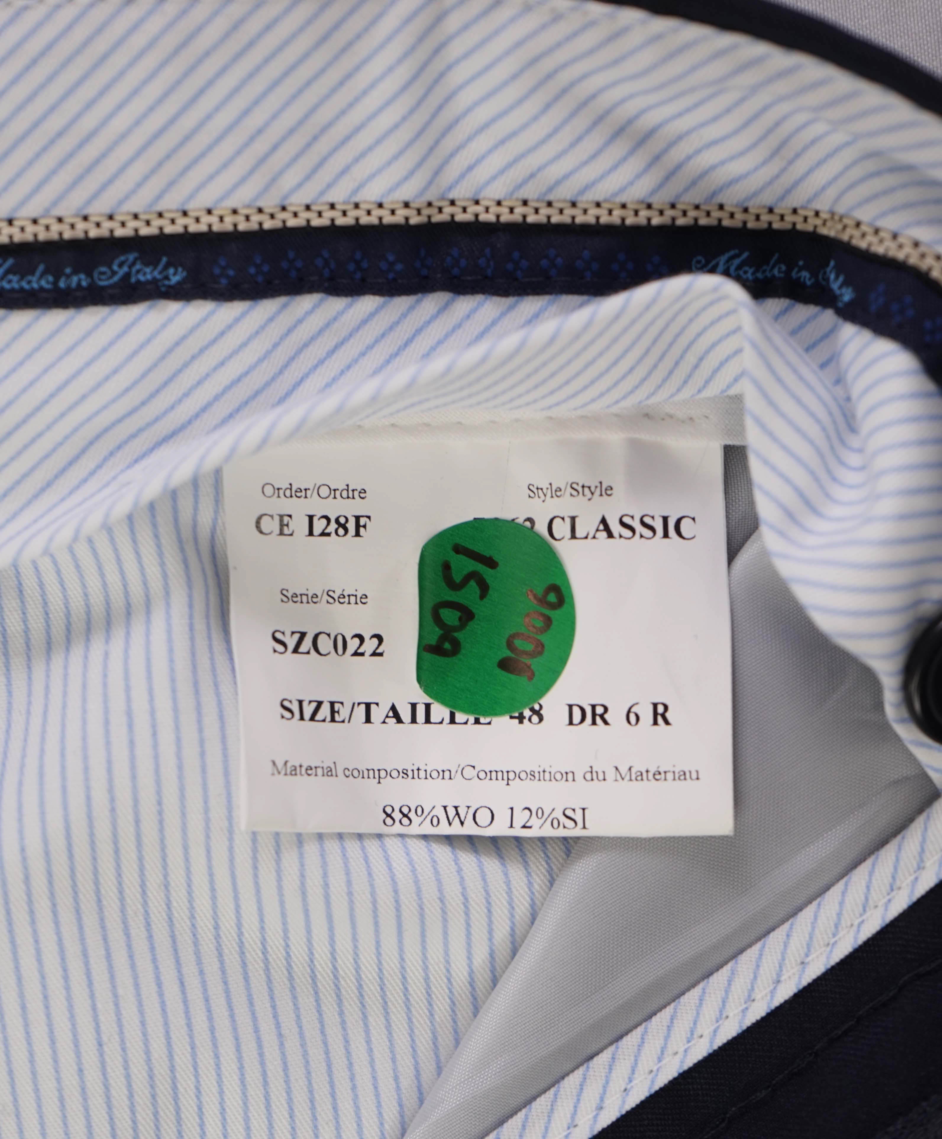 $425 SAKS FIFTH AVE -  Navy Wool/Silk*CLASSIC*MADE ITALY Flat Front Dress Pants -  42W