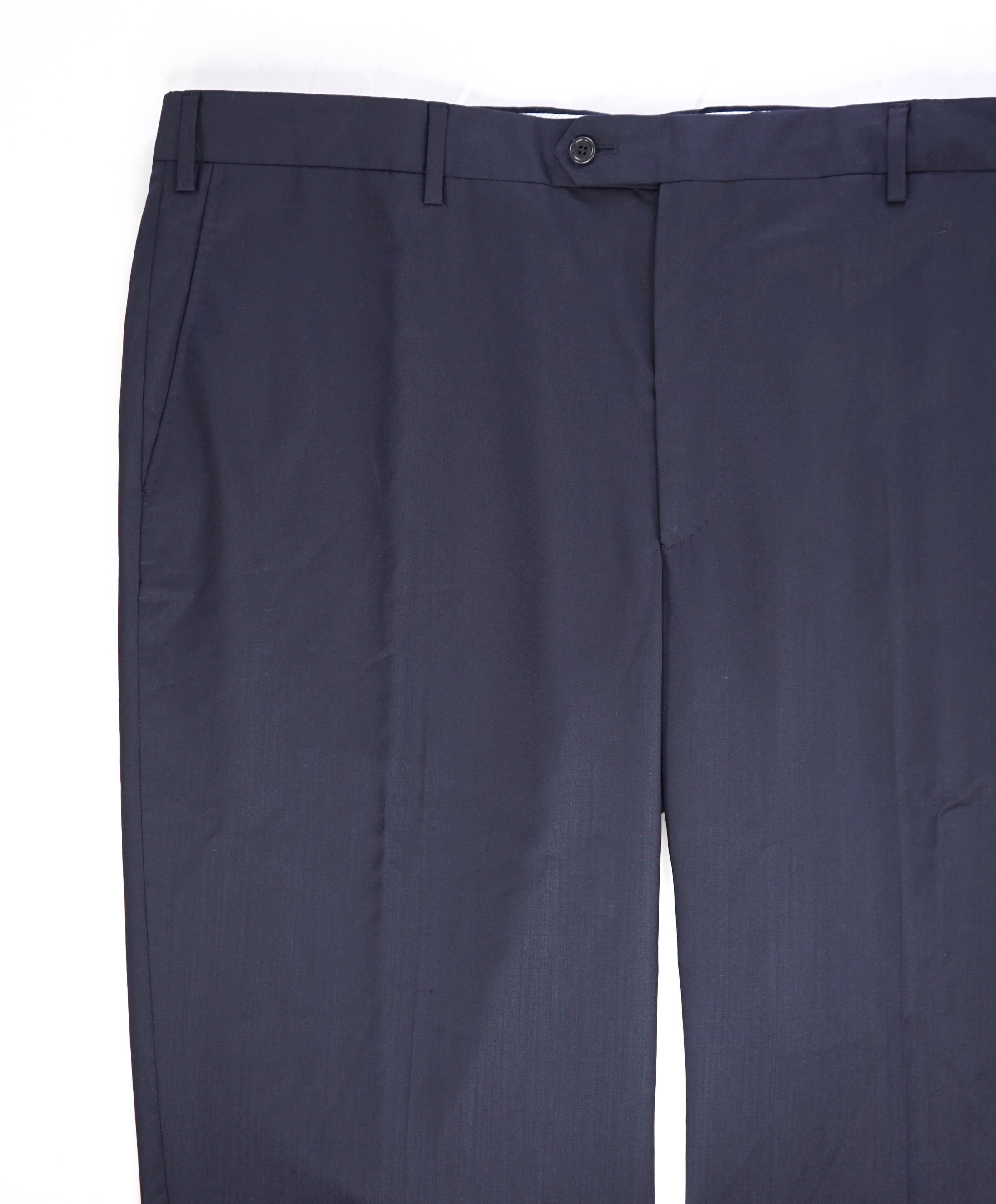 $425 SAKS FIFTH AVE -  Navy Wool/Silk*CLASSIC*MADE ITALY Flat Front Dress Pants -  42W