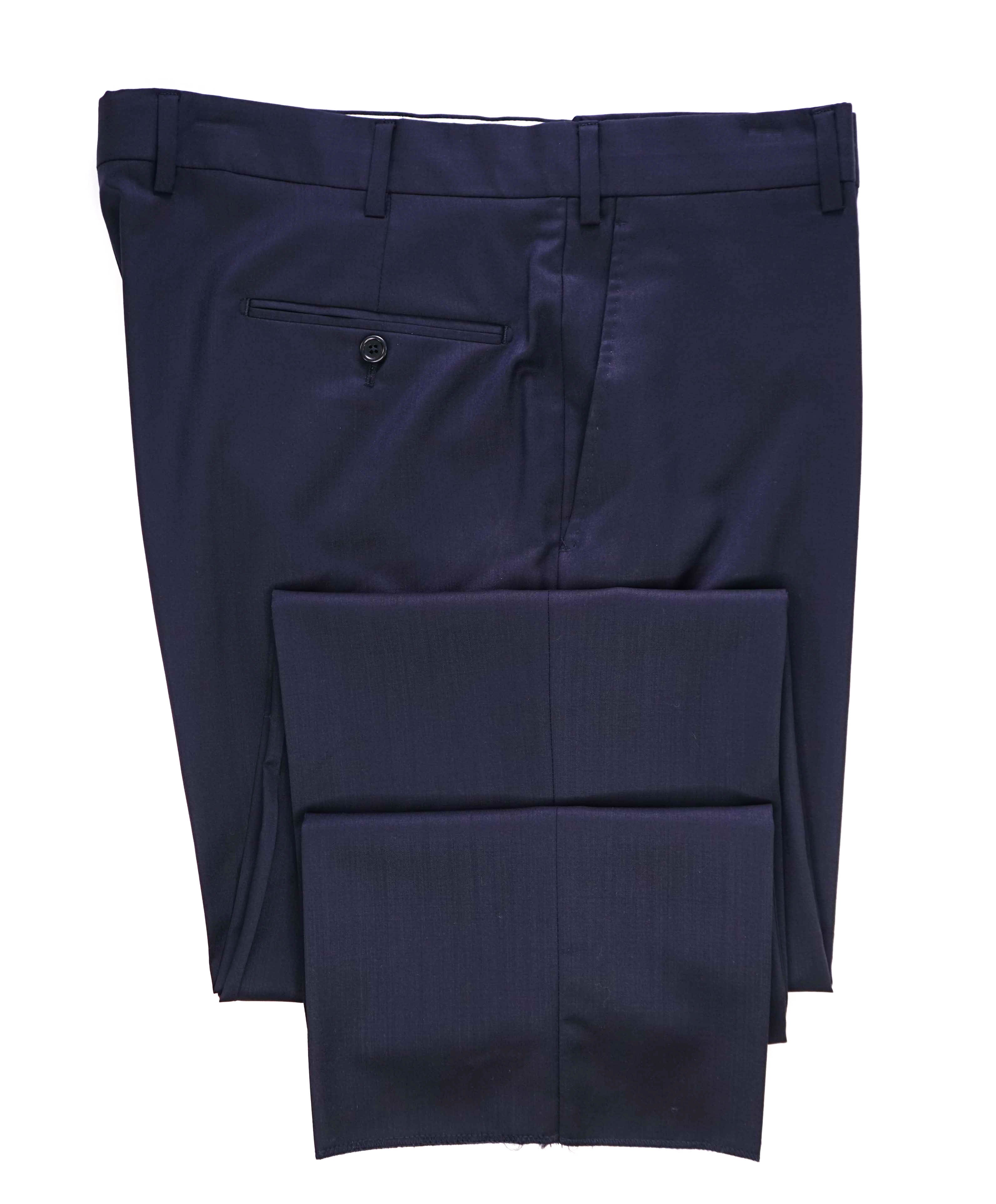 $425 SAKS FIFTH AVE -  Navy Wool/Silk*CLASSIC*MADE ITALY Flat Front Dress Pants -  38W
