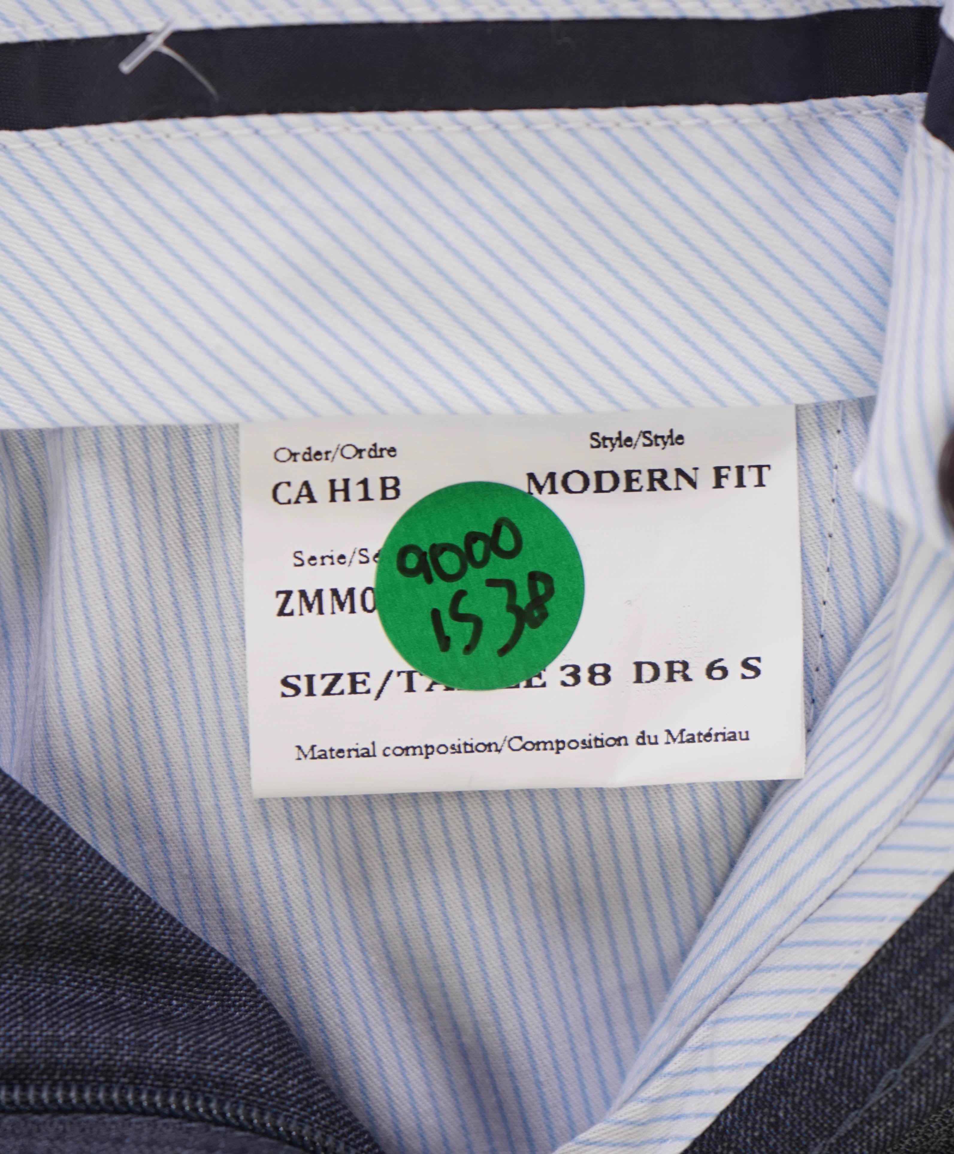 $425 SAKS FIFTH AVE -Wool Gray Check "Modern"MADE ITALY Flat Front Dress Pants-  32W