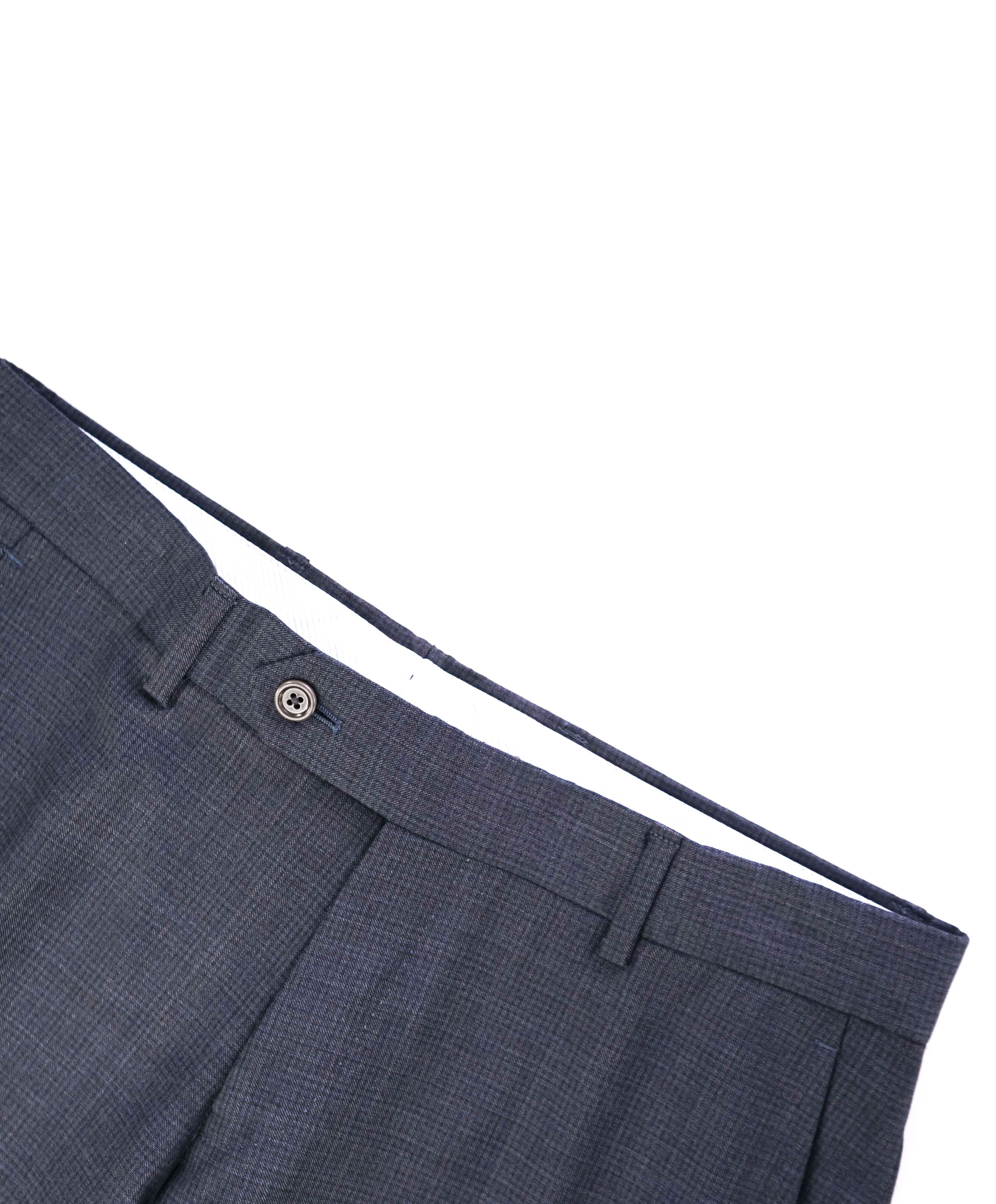 $425 SAKS FIFTH AVE -Wool Gray Check "Modern"MADE ITALY Flat Front Dress Pants-  32W