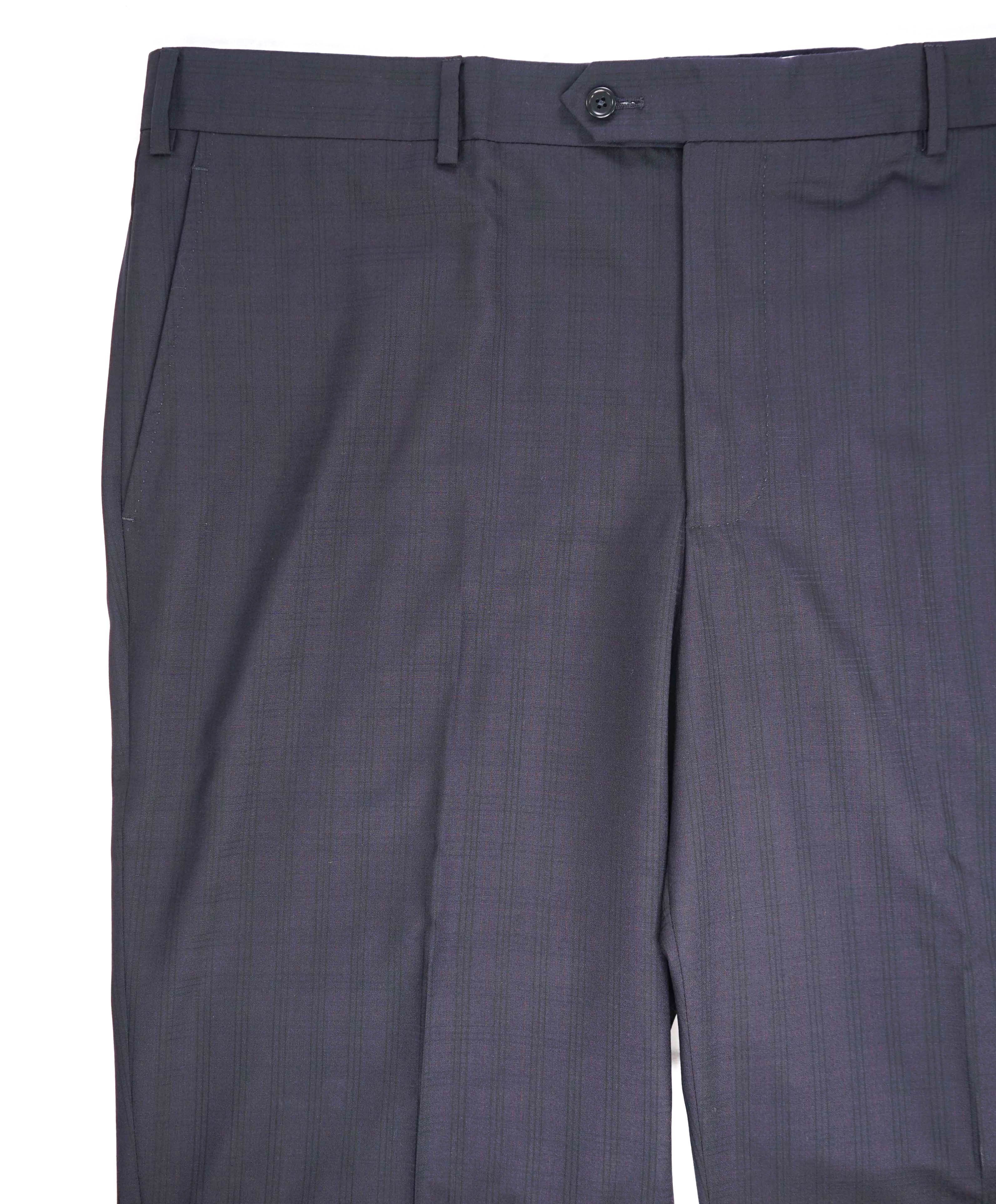 $425 SAKS FIFTH AVE -  Navy Check *CLASSIC* MADE ITALY Flat Front Dress Pants -  40W