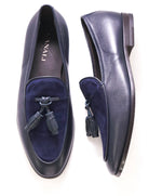 CANALI -  Hand Stitched SUEDE/LEATHER Navy Blue Tassel Loafers - 8.5 US