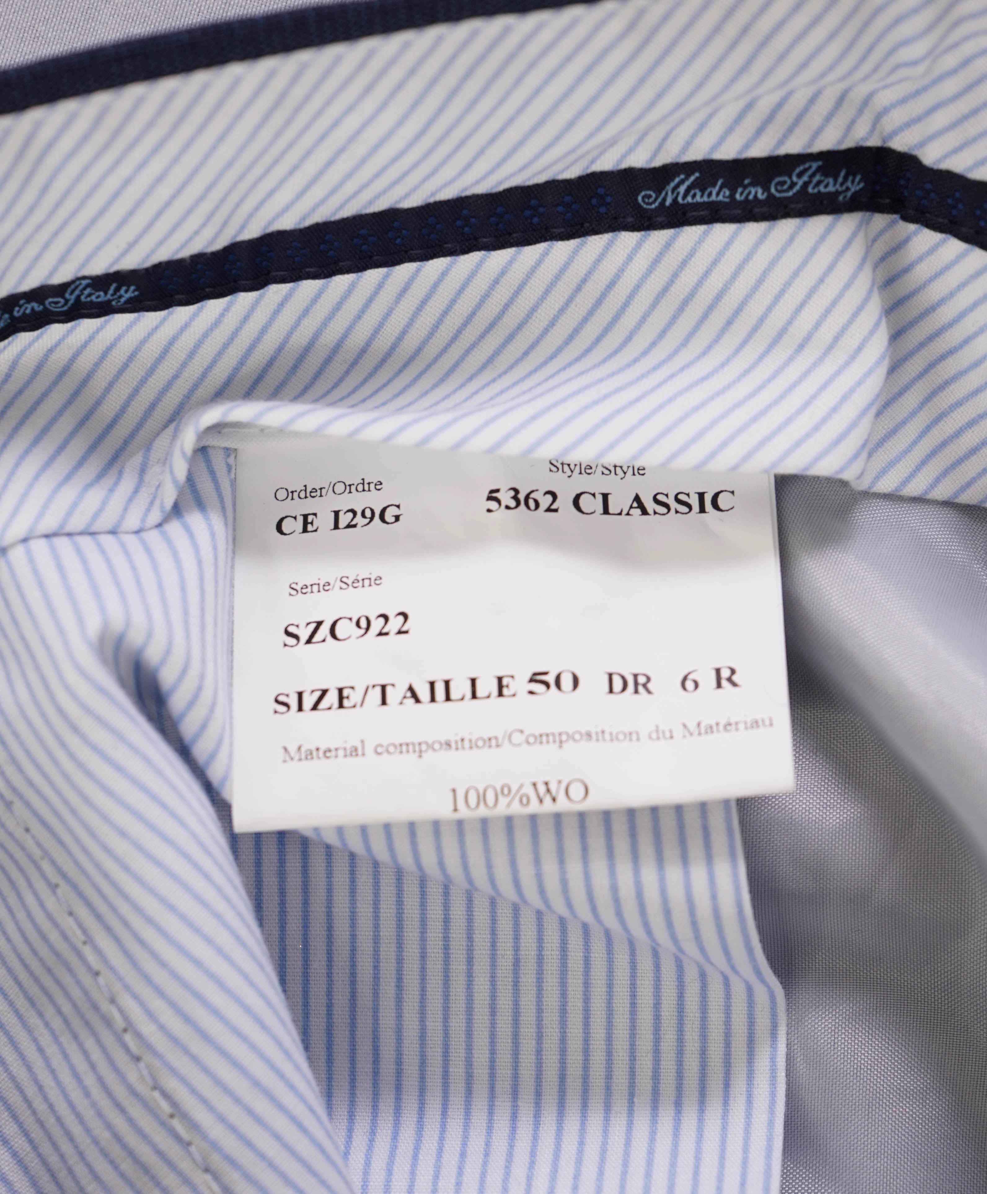 $425 SAKS FIFTH AVE -Wool Mid Blue "Classic"MADE ITALY Flat Front Dress Pants-  44W