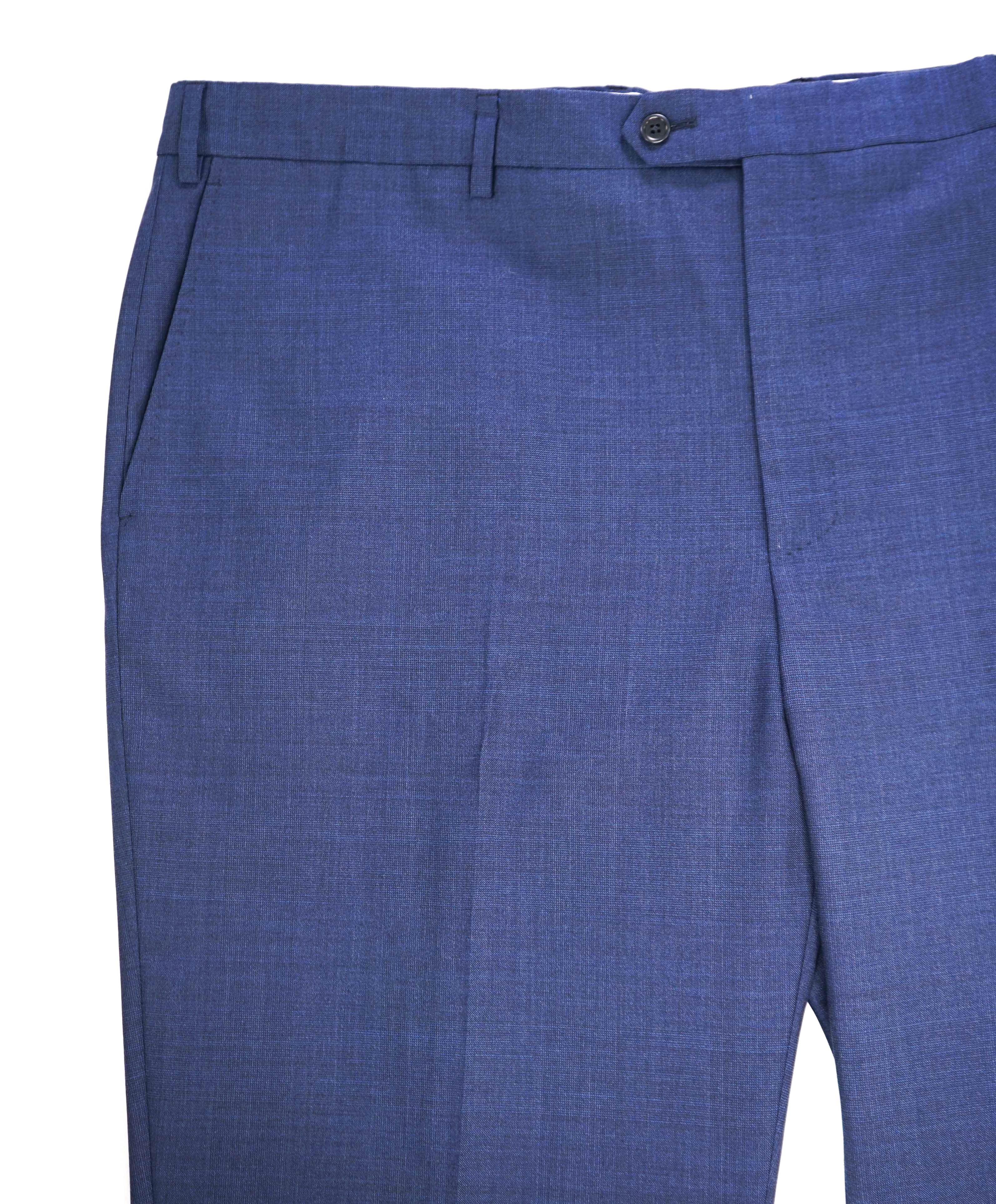 $425 SAKS FIFTH AVE -Wool Mid Blue "Classic"MADE ITALY Flat Front Dress Pants-  44W