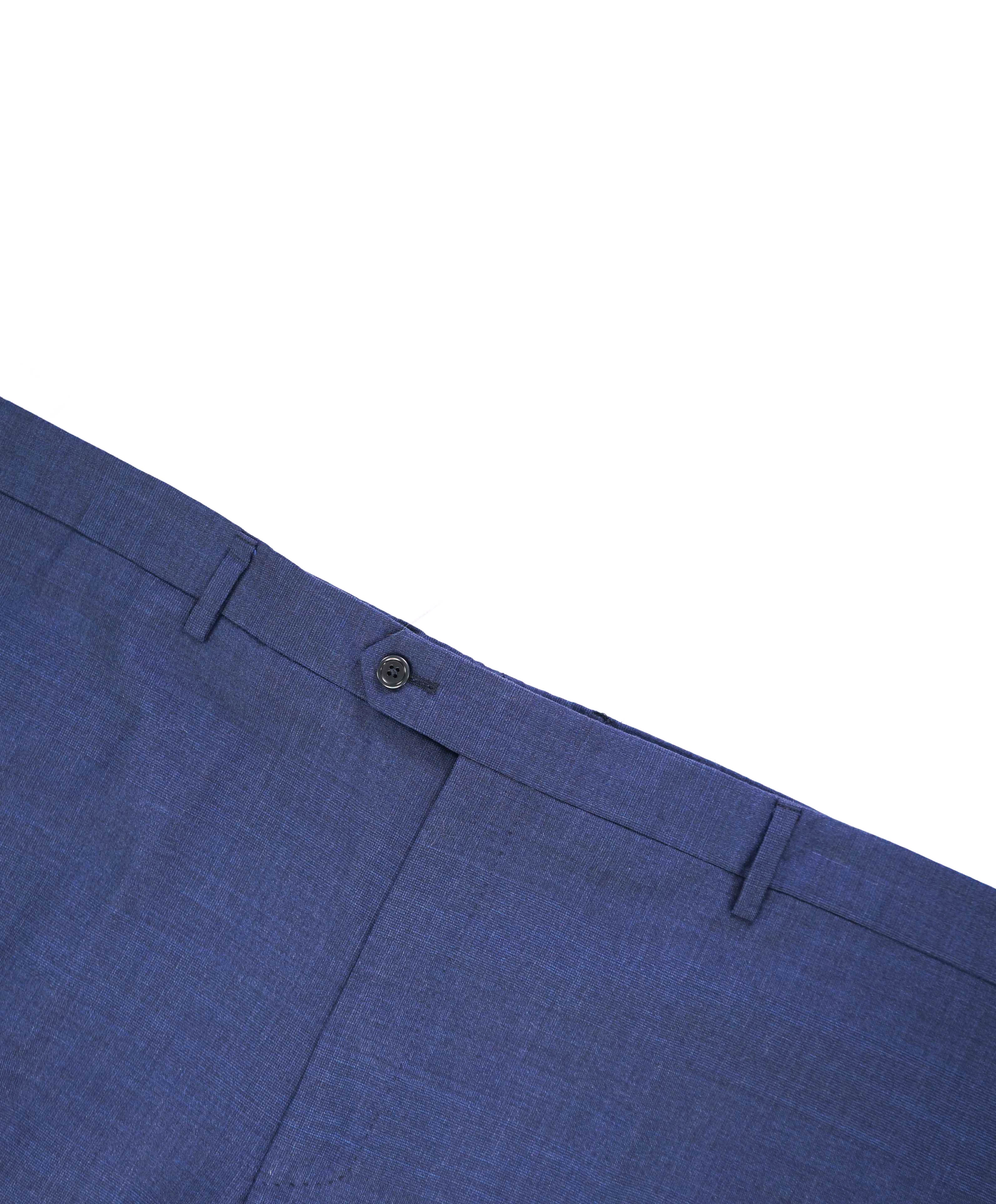 $425 SAKS FIFTH AVE -Wool Mid Blue "Classic"MADE ITALY Flat Front Dress Pants-  44W