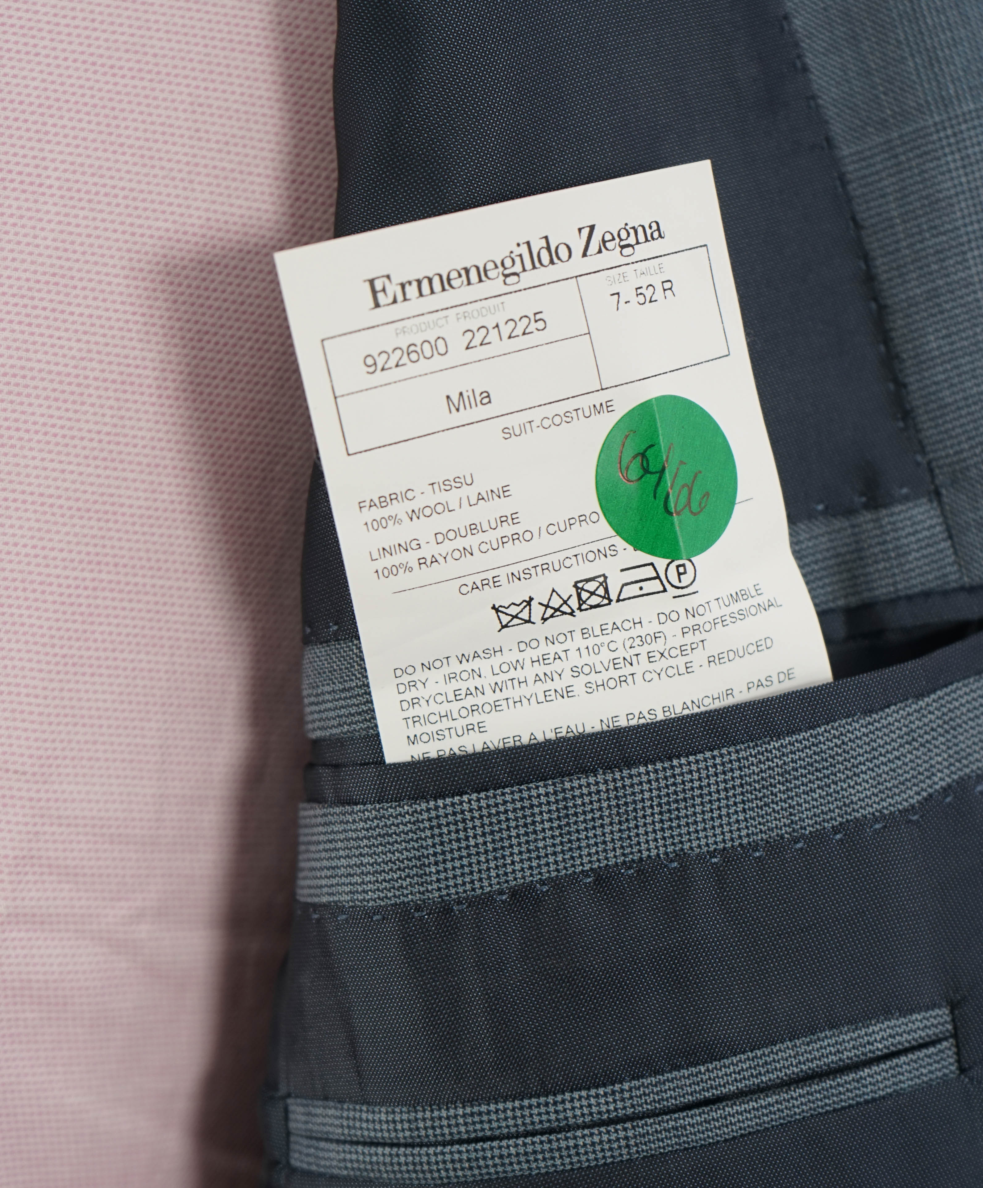 $3,250 ERMENEGILDO ZEGNA -"TROFEO" Pastel Blue Check Blazer - 42R