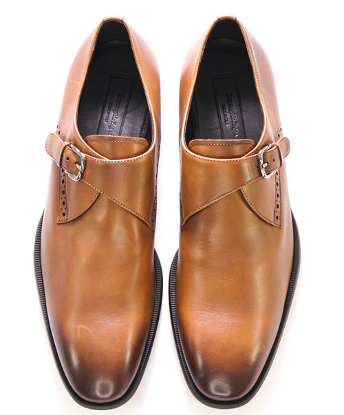 $960 ERMENEGILDO ZEGNA - "Sienna Flex" Brown Monk Strap Loafers - 11.5 US