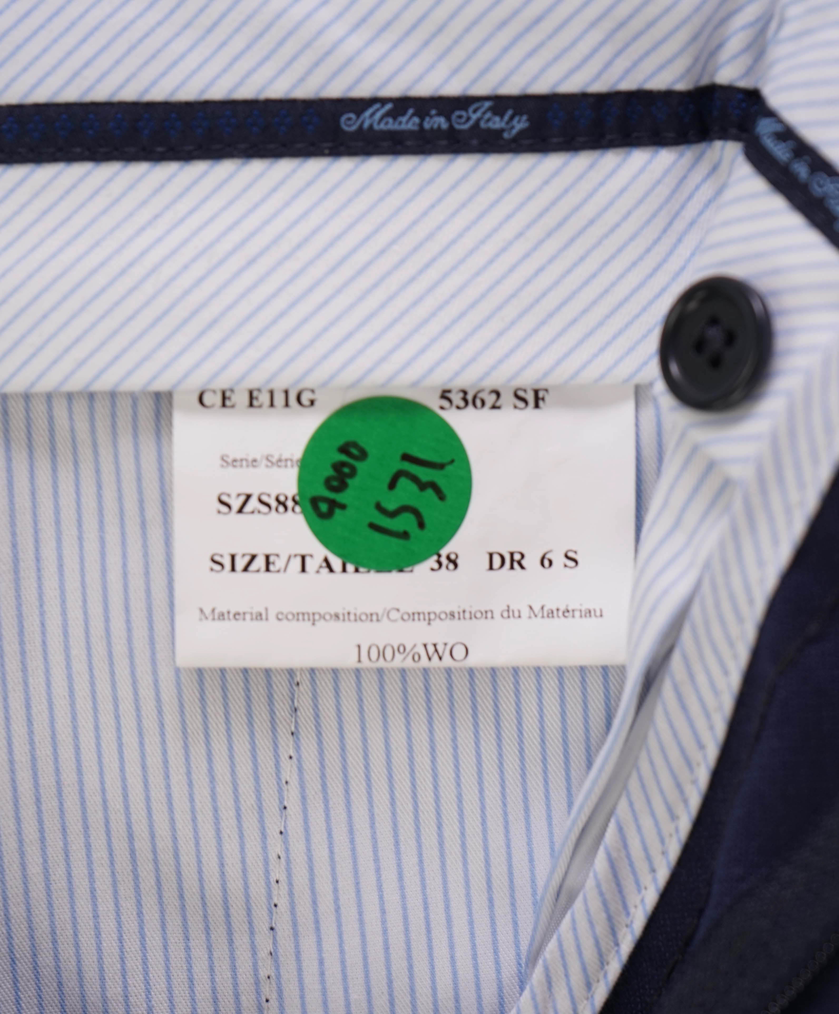 $425 SAKS FIFTH AVE - Blue Solid *Slim* MADE ITALY Flat Front Dress Pants -  32W