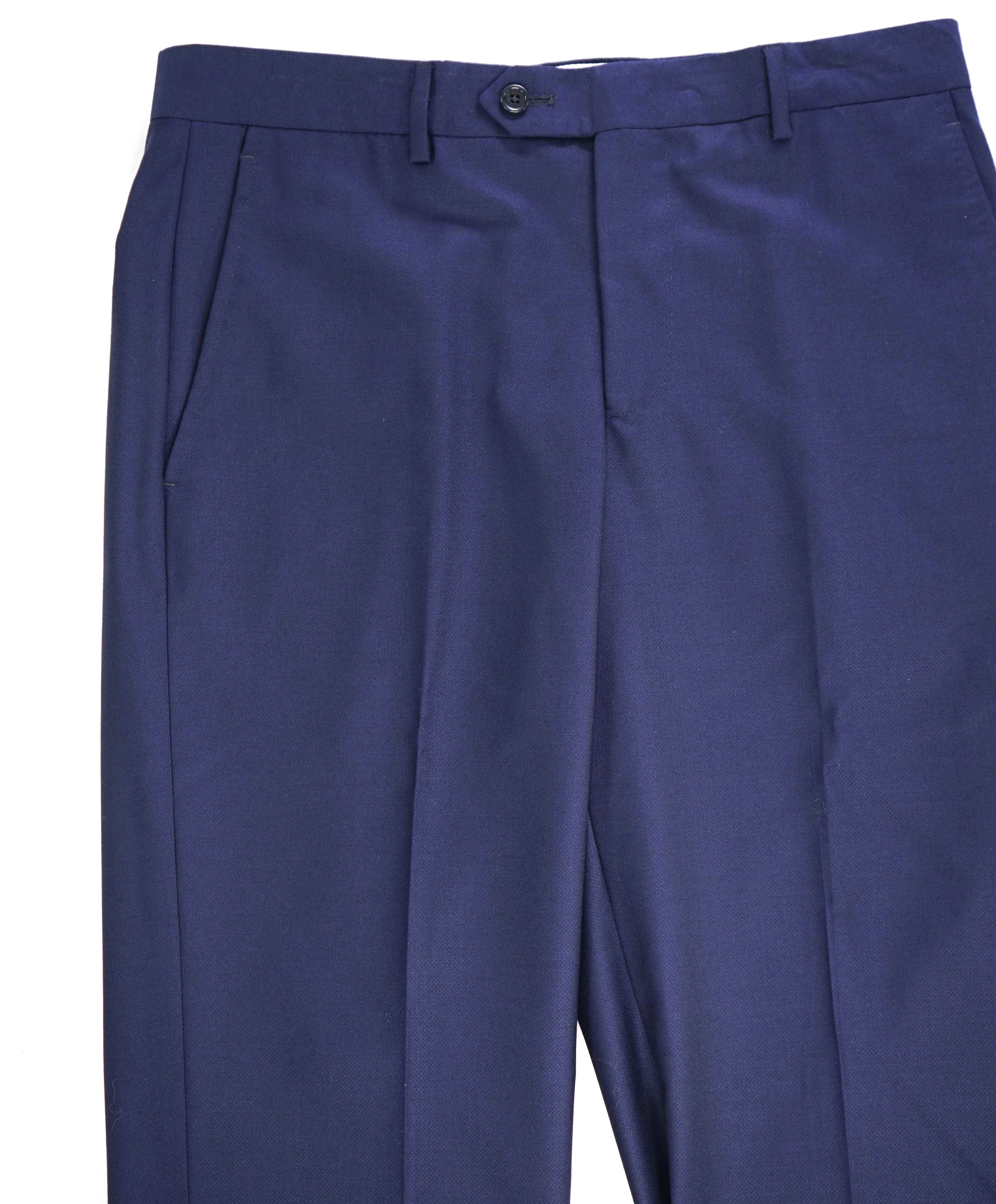 $425 SAKS FIFTH AVE - Blue Solid *Slim* MADE ITALY Flat Front Dress Pants -  32W