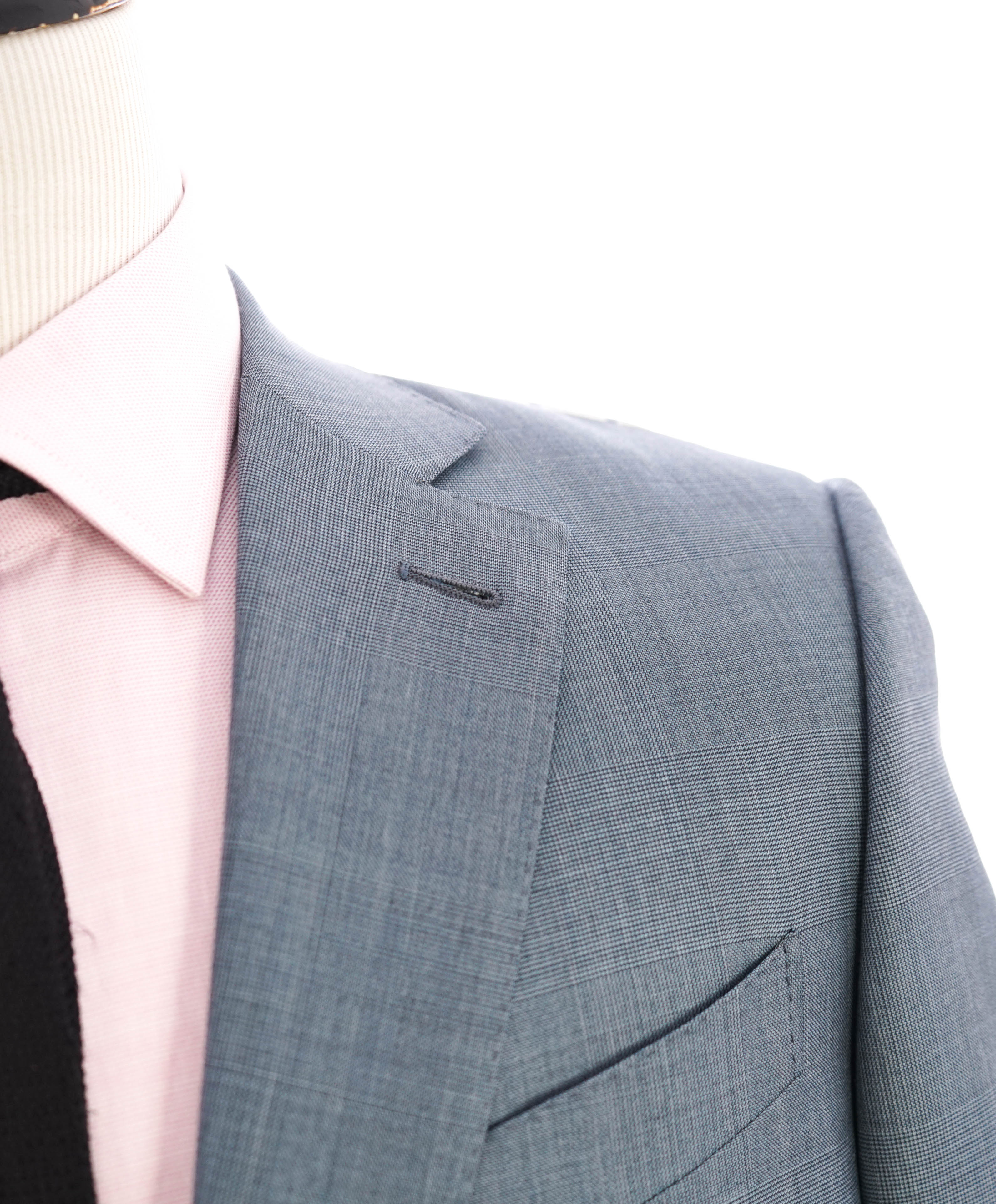 $3,250 ERMENEGILDO ZEGNA -"TROFEO" Pastel Blue Check Blazer - 42R