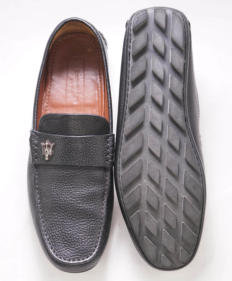 $960 ERMENEGILDO ZEGNA x MASERATI - Black Logo Loafers - 9 US