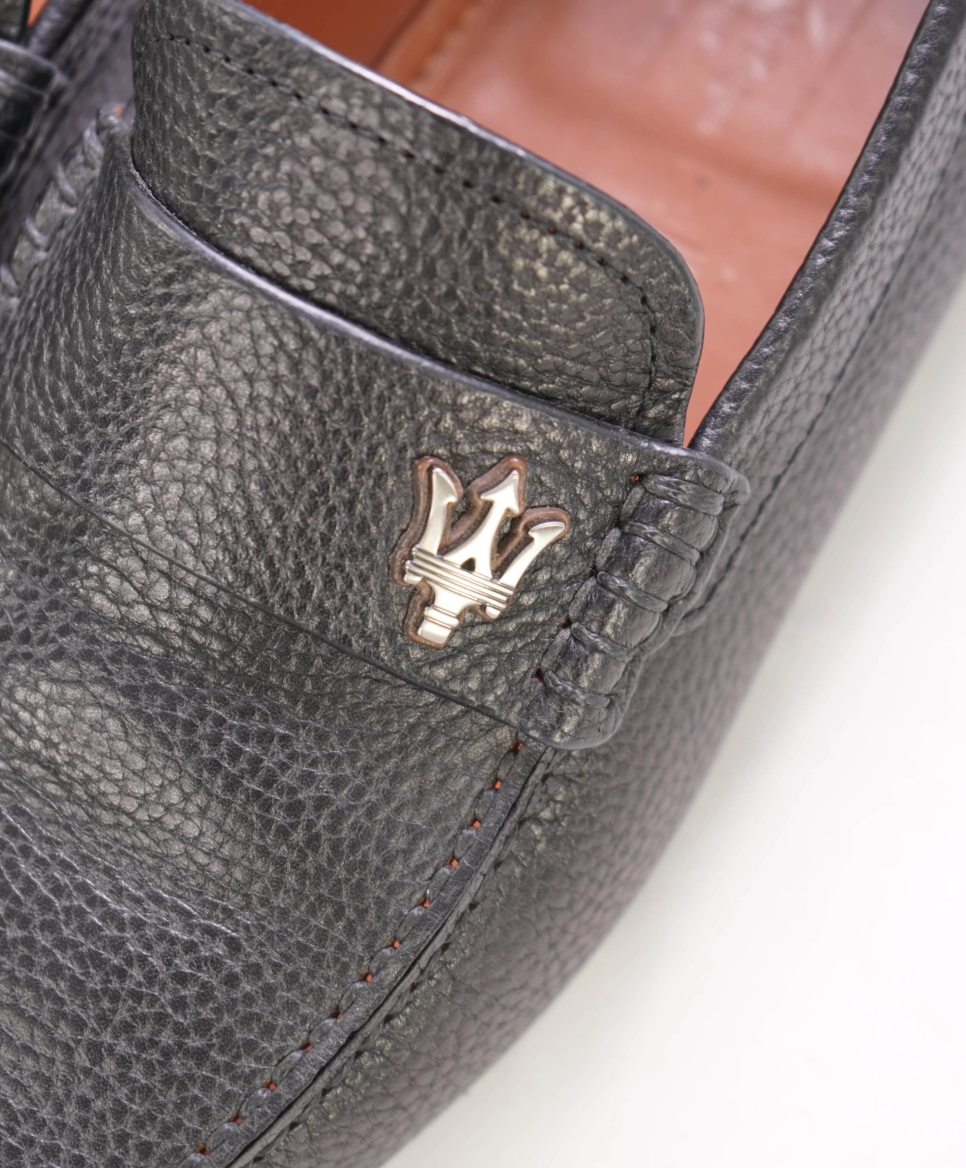 $960 ERMENEGILDO ZEGNA x MASERATI - Black Logo Loafers - 9 US
