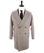 $2,250 ELEVENTY - Ivory/Black/Red Houndstooth CASHMERE/Wool Coat - 38R (48 EU)