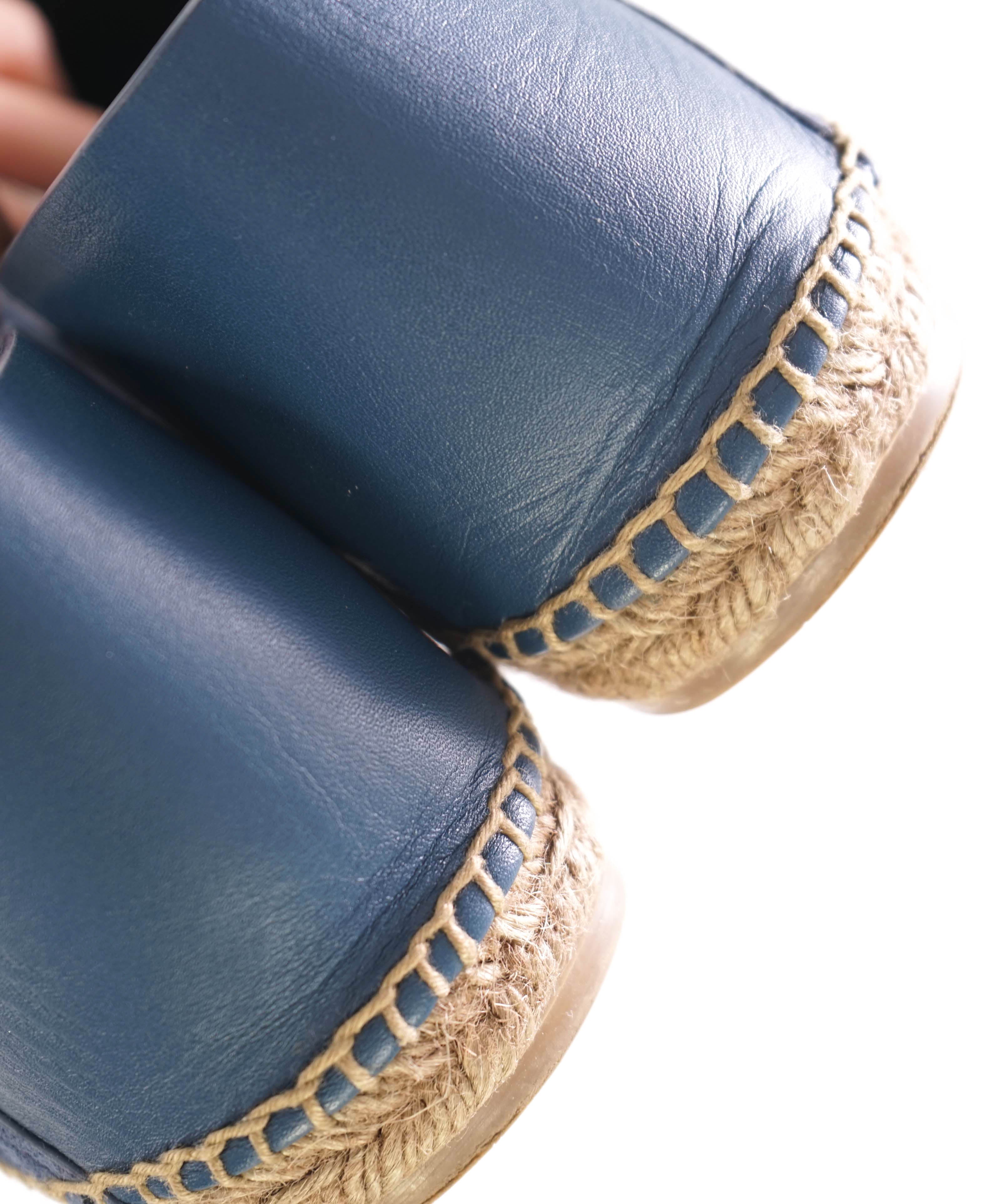 $850 ERMENEGILDO ZEGNA - Navy Blue Suede/Leather Espadrille Loafer - 11 US