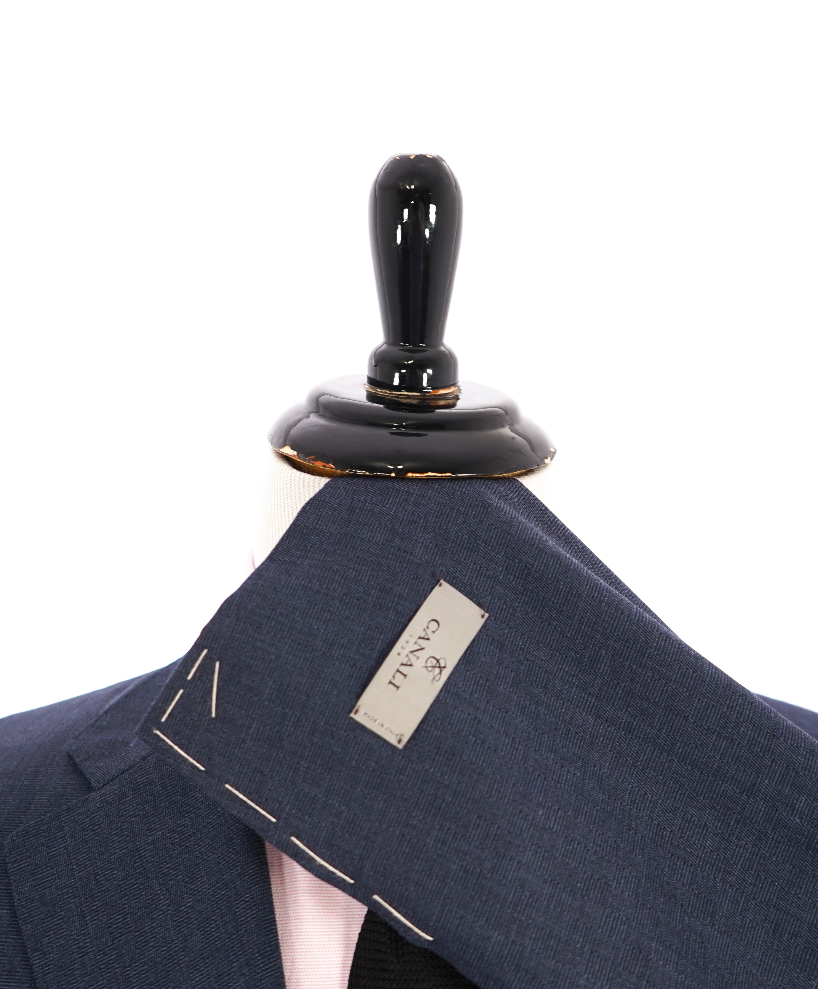 $1,895 CANALI - GEOMETRIC Square Check Mid Blue Blazer - 44L