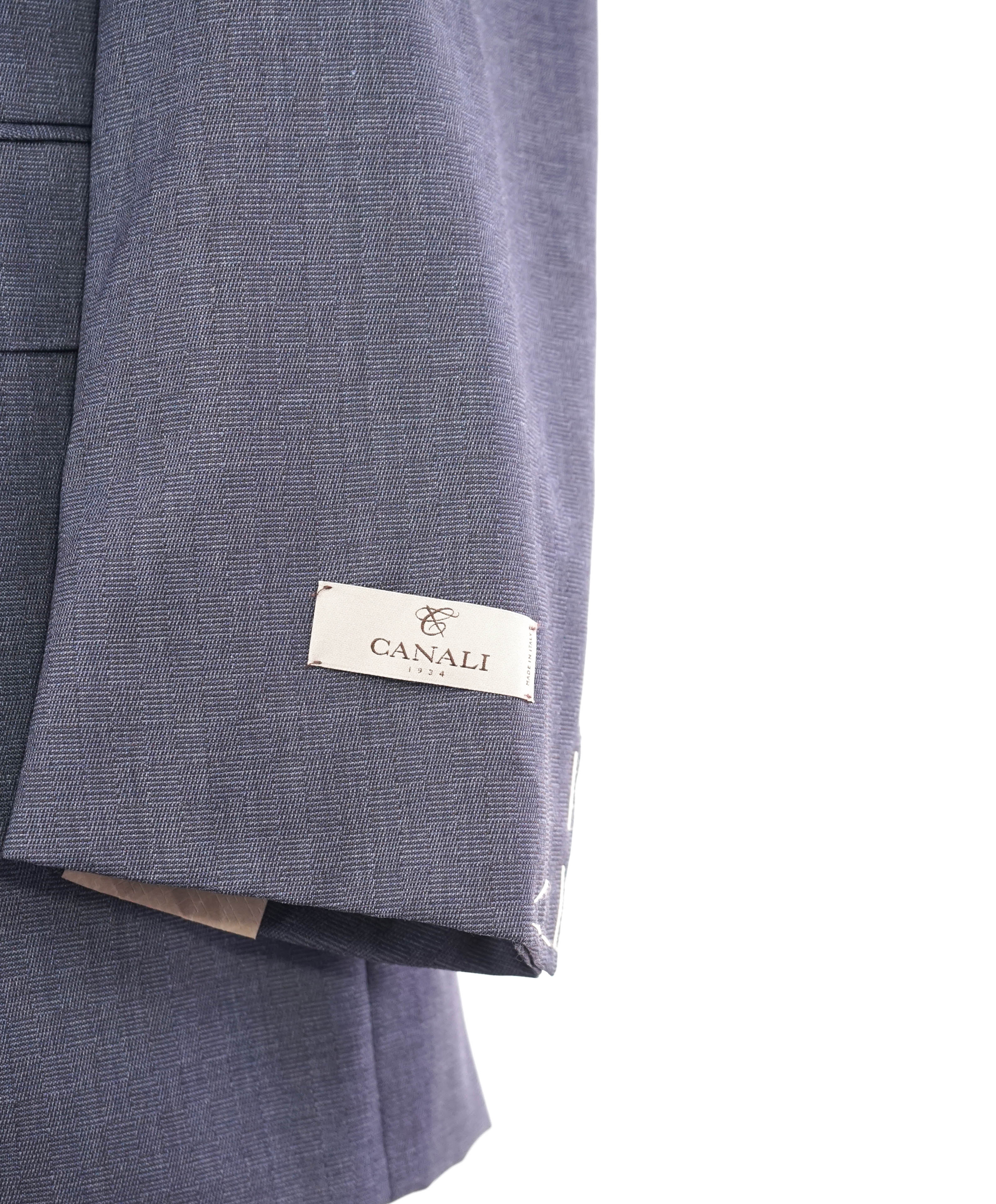 $1,895 CANALI - GEOMETRIC Square Check Mid Blue Blazer - 44L