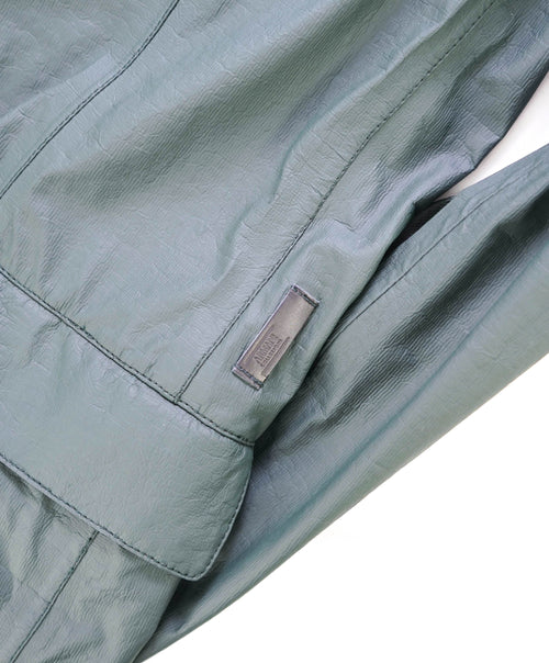 $1,195 ARMANI COLLEZIONI - "Water Repellent" Green Waxed Jacket Coat - 38US M