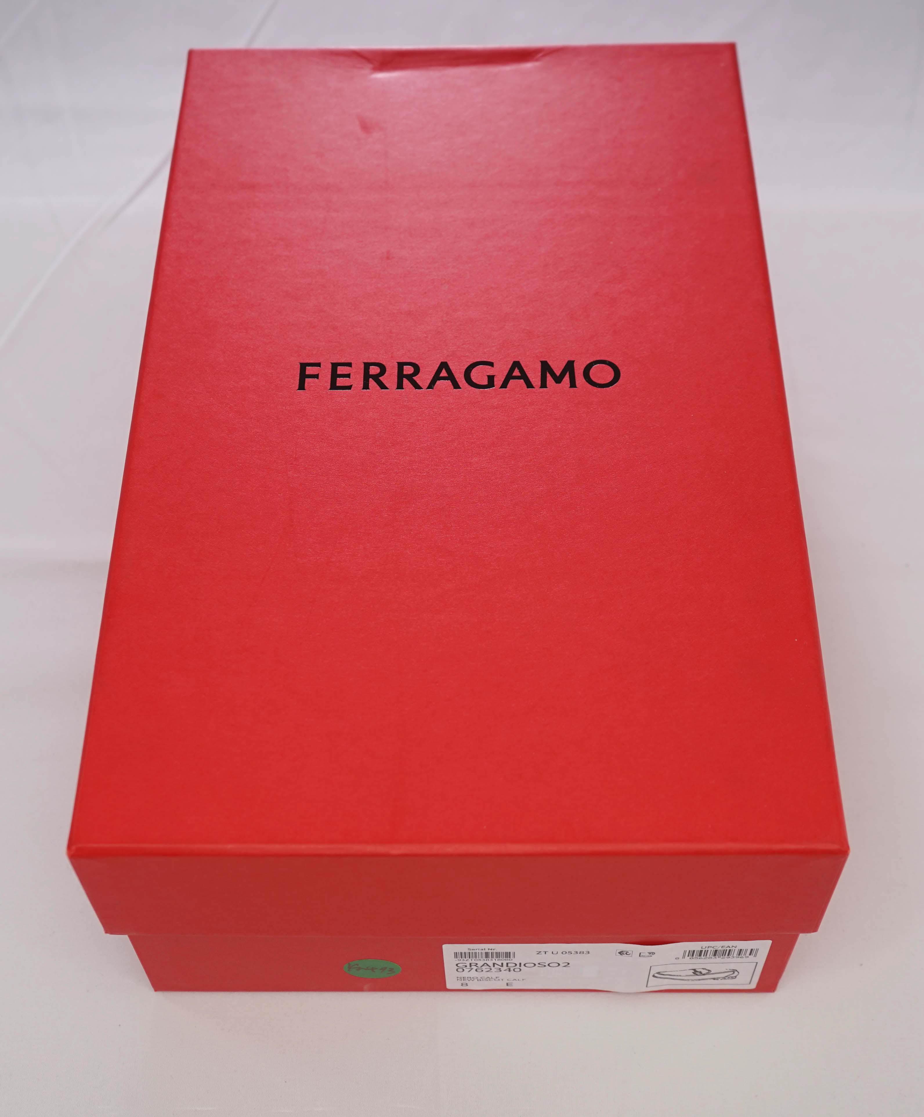 $850 SALVATORE FERRAGAMO - “GRANDIOSO 2" Gancini Bit Loafer Black Leather - 8 E