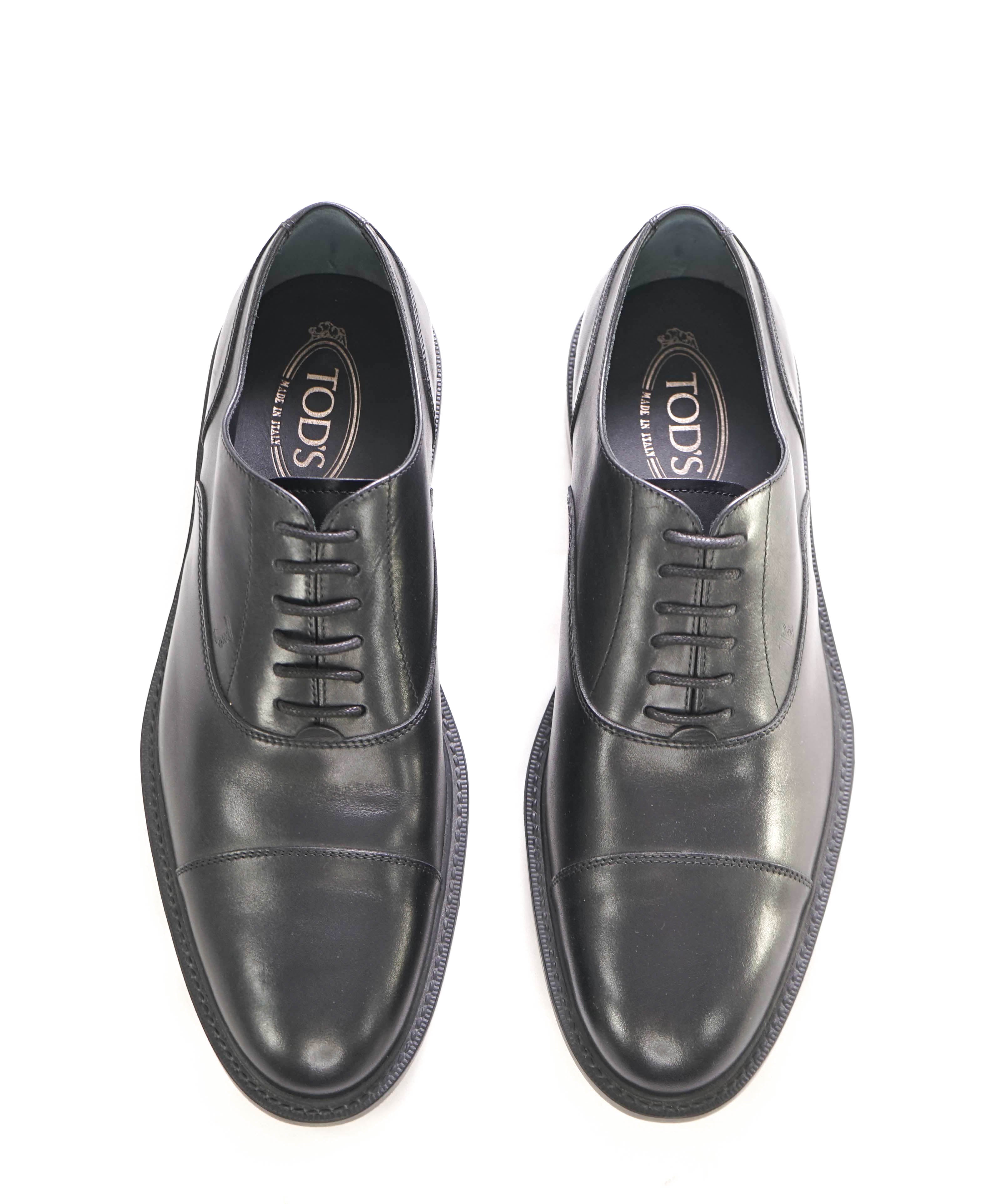 TOD’S - Solid Black Classic Cap Toe Lace-Up Oxfords - 10 US (9 IT)