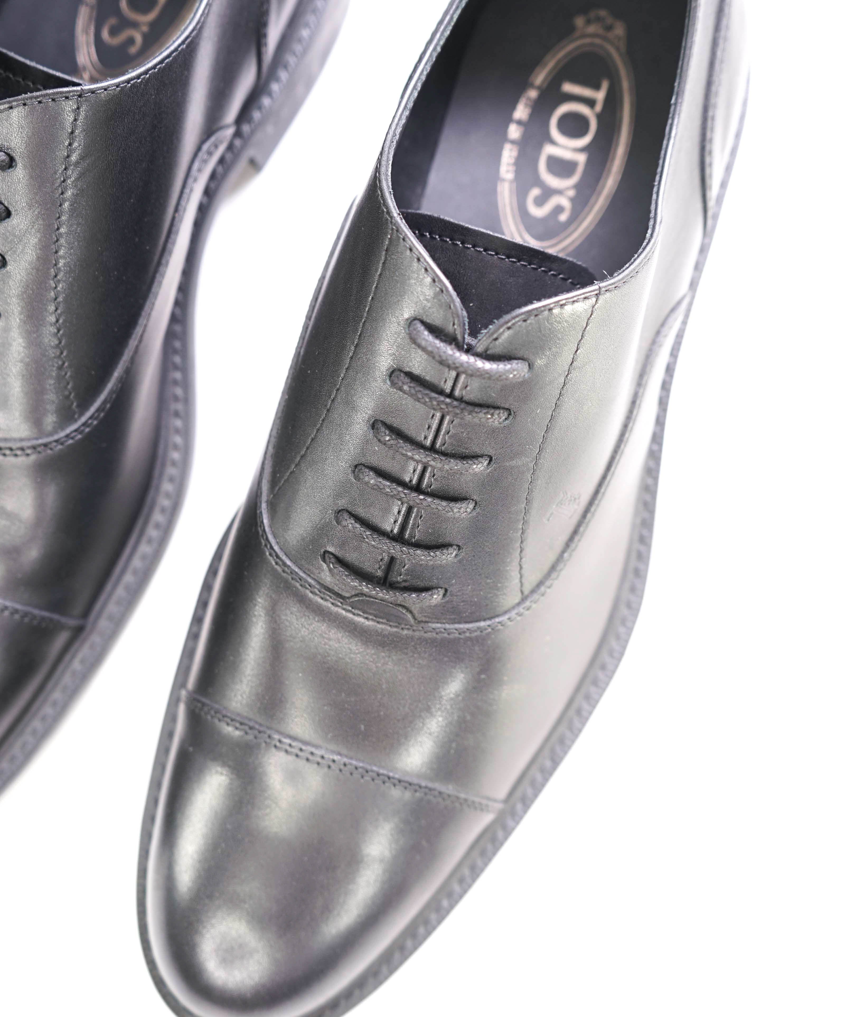 TOD’S - Solid Black Classic Cap Toe Lace-Up Oxfords - 10 US (9 IT)