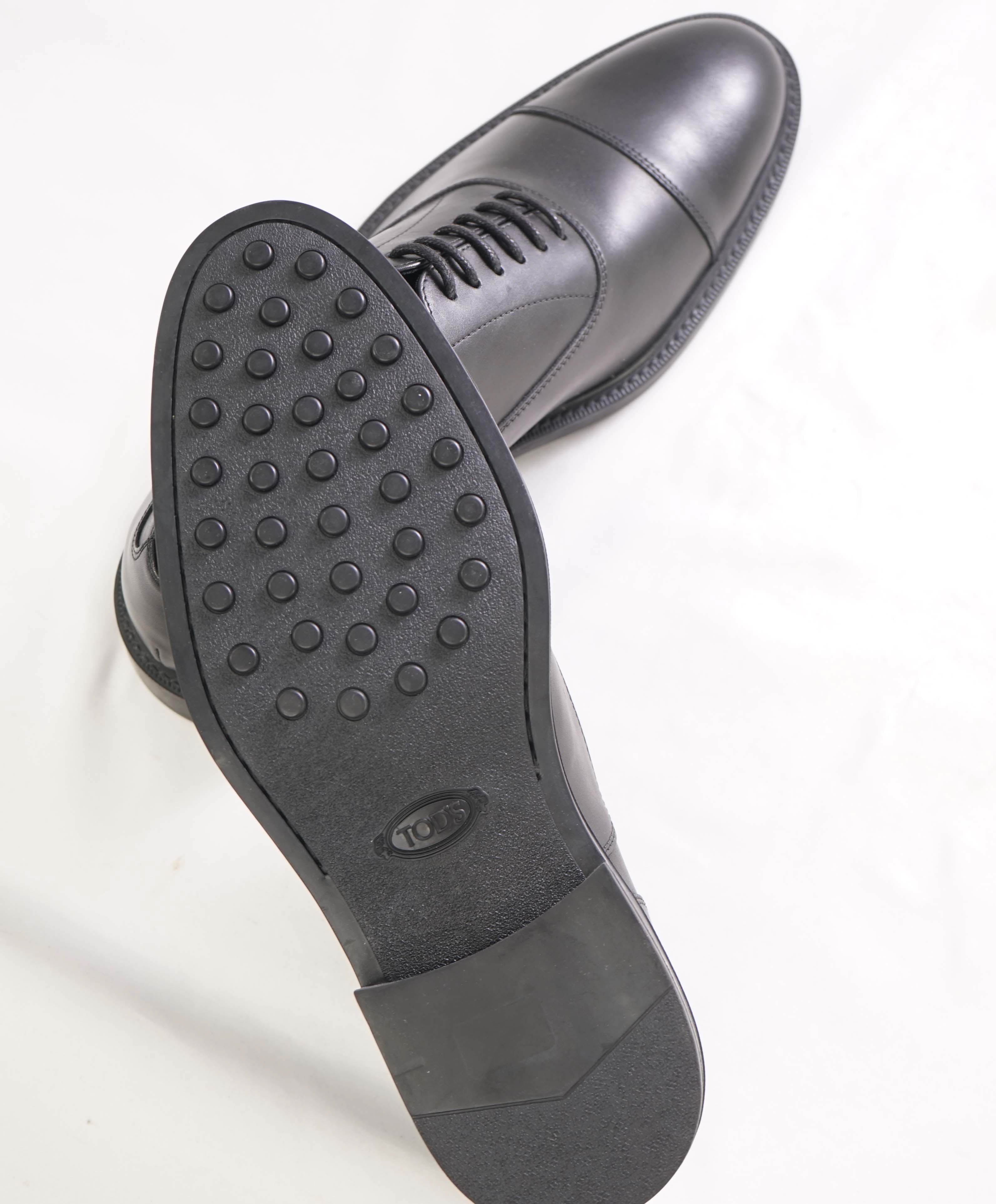TOD’S - Solid Black Classic Cap Toe Lace-Up Oxfords - 10 US (9 IT)