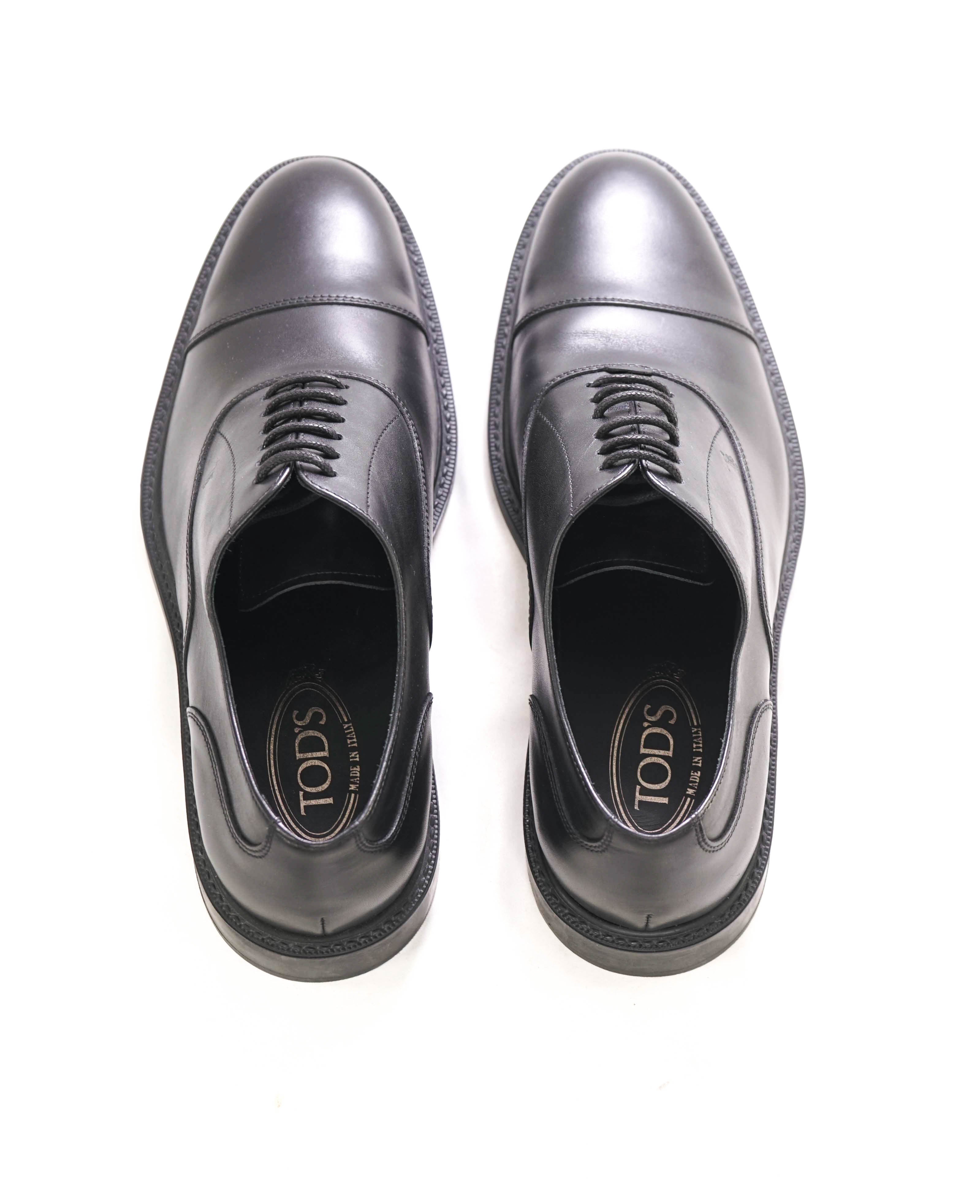 TOD’S - Solid Black Classic Cap Toe Lace-Up Oxfords - 10 US (9 IT)