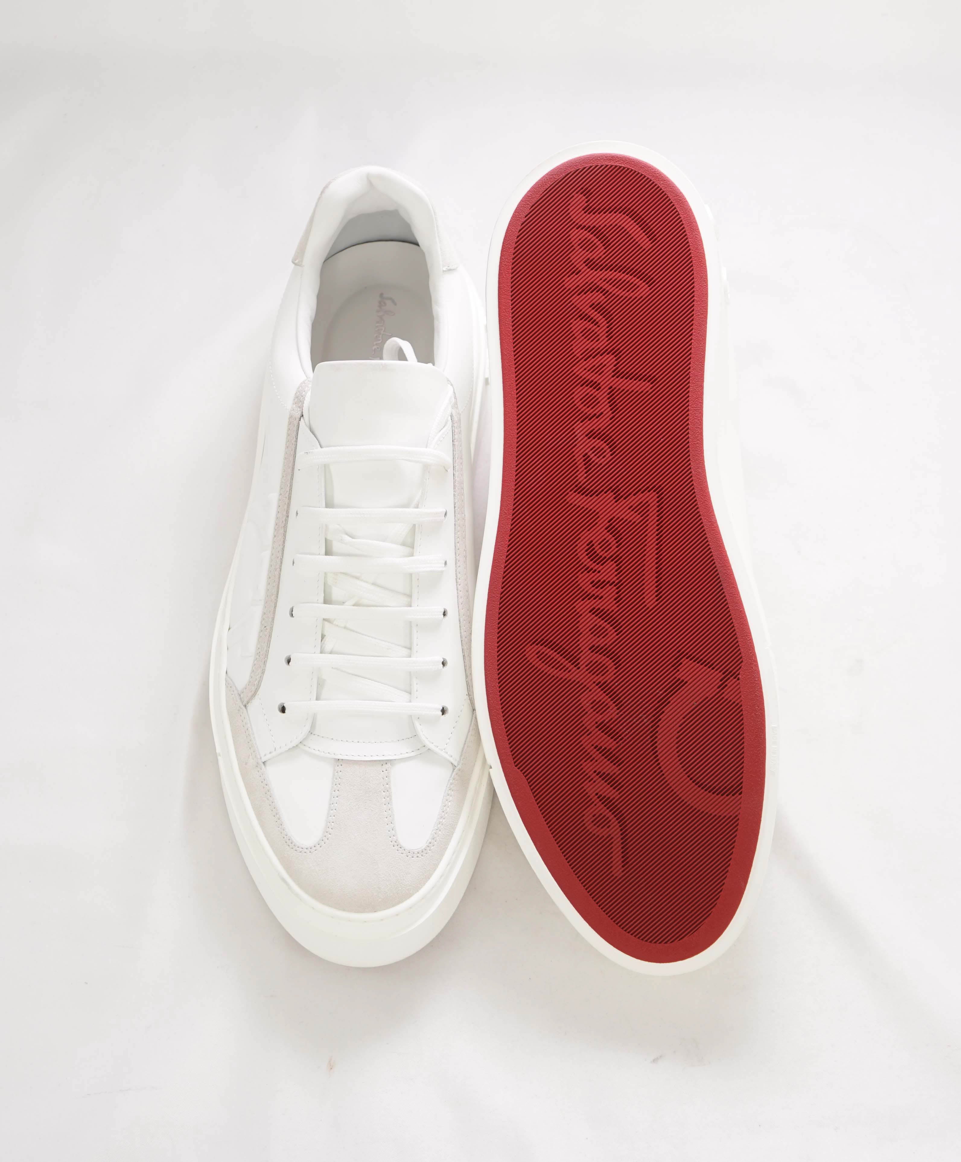 $795 SALVATORE FERRAGAMO - *BORG 5* White Gancini Sneaker - 12 M US