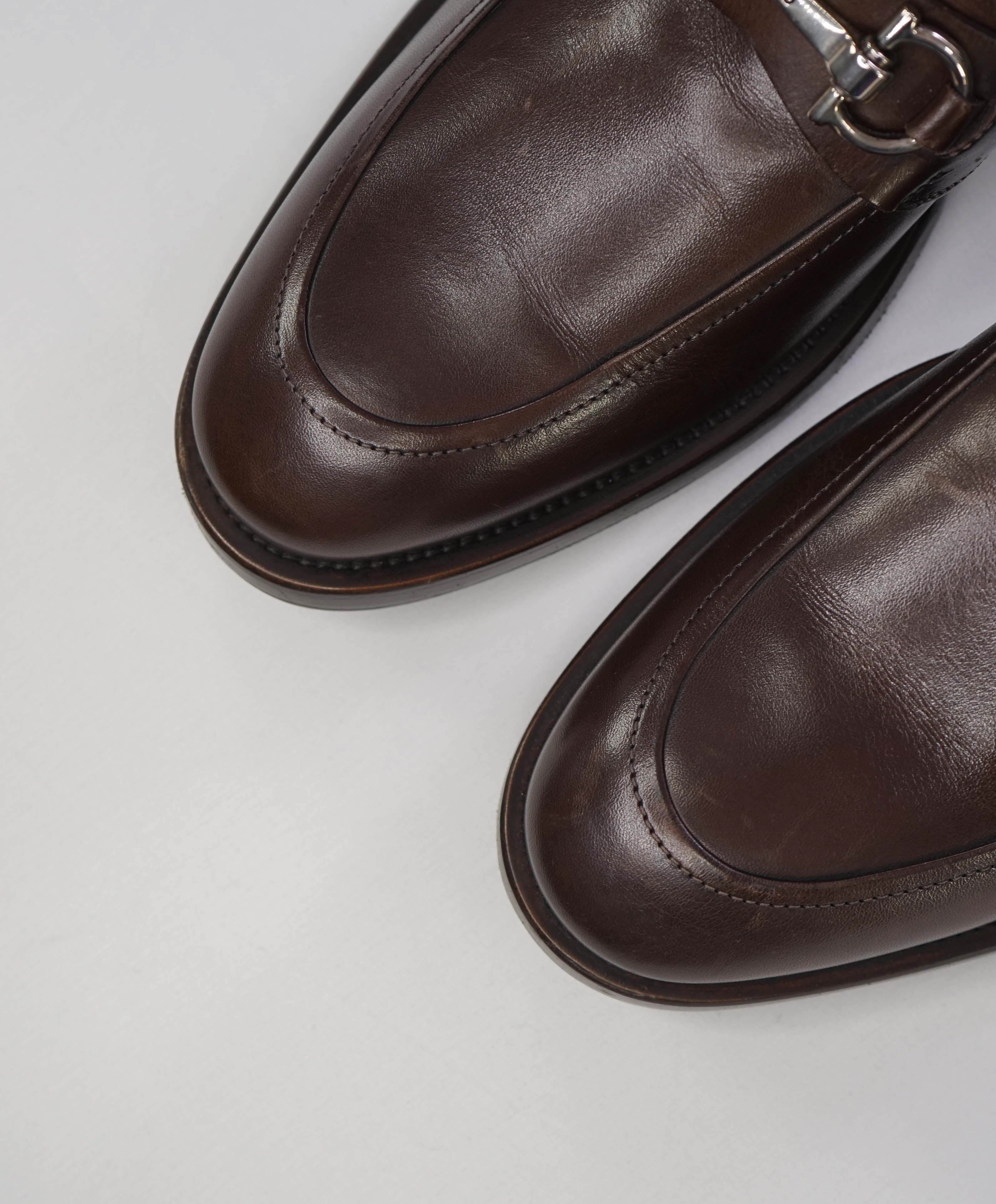 $850 SALVATORE FERRAGAMO -"Siracusa 2" Brown Gancini Leather Loafers - 8.5 D