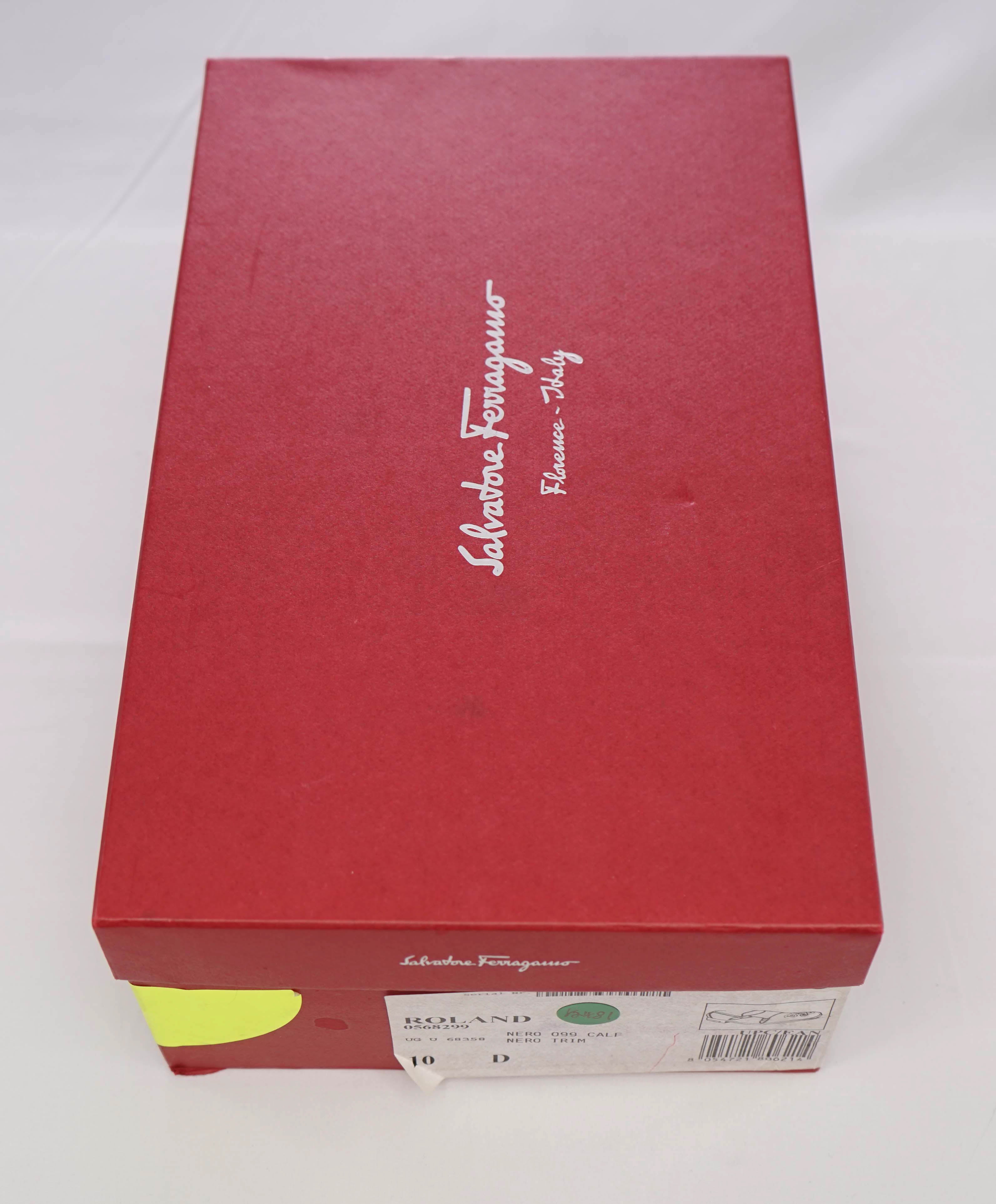 $950 SALVATORE FERRAGAMO -"Roland" Black Venetian Leather Monk Strap Loafers-10D