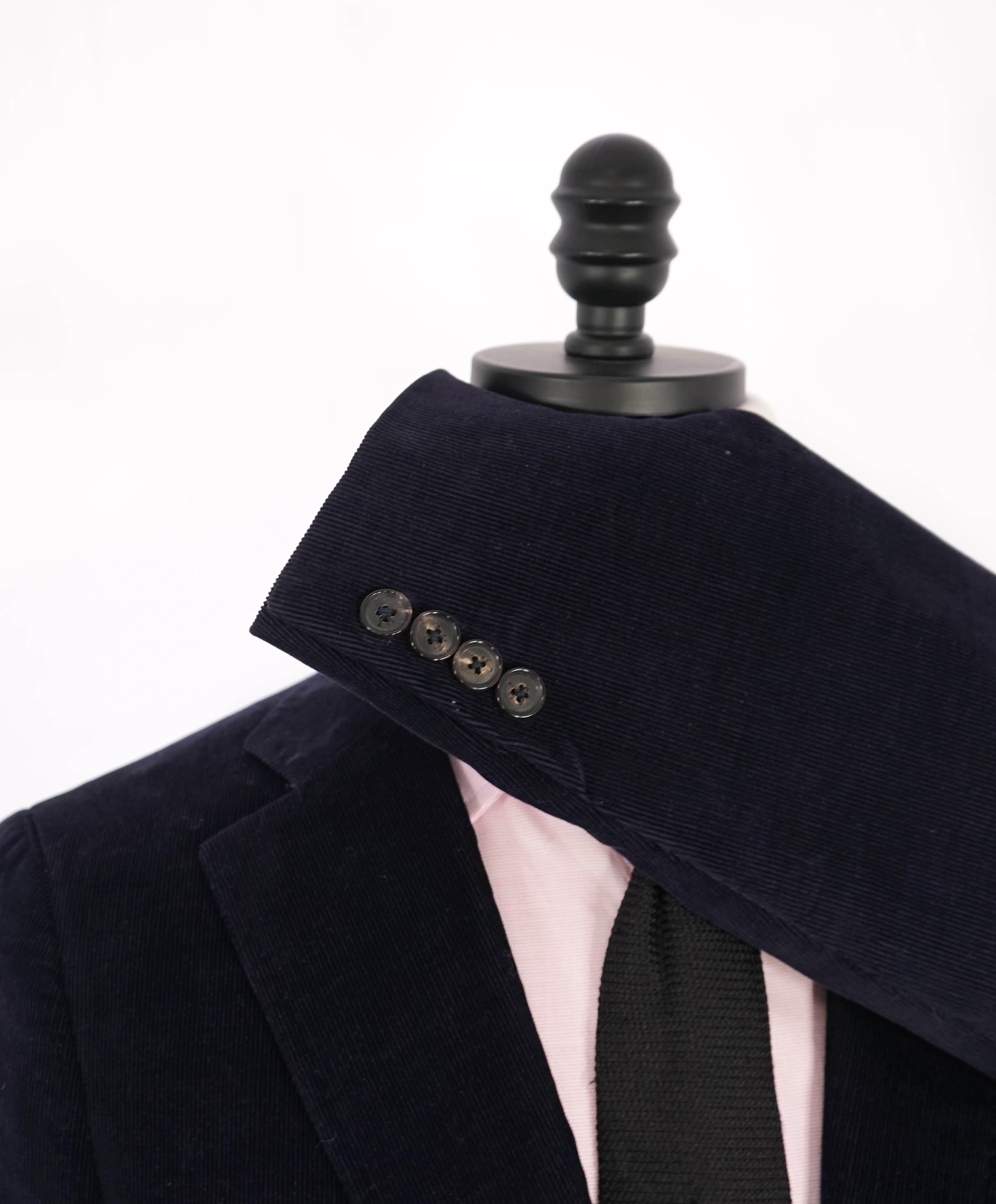 $2,995 ISAIA -Navy Blue Corduroy LOGO 2-Btn Blazer - 40R