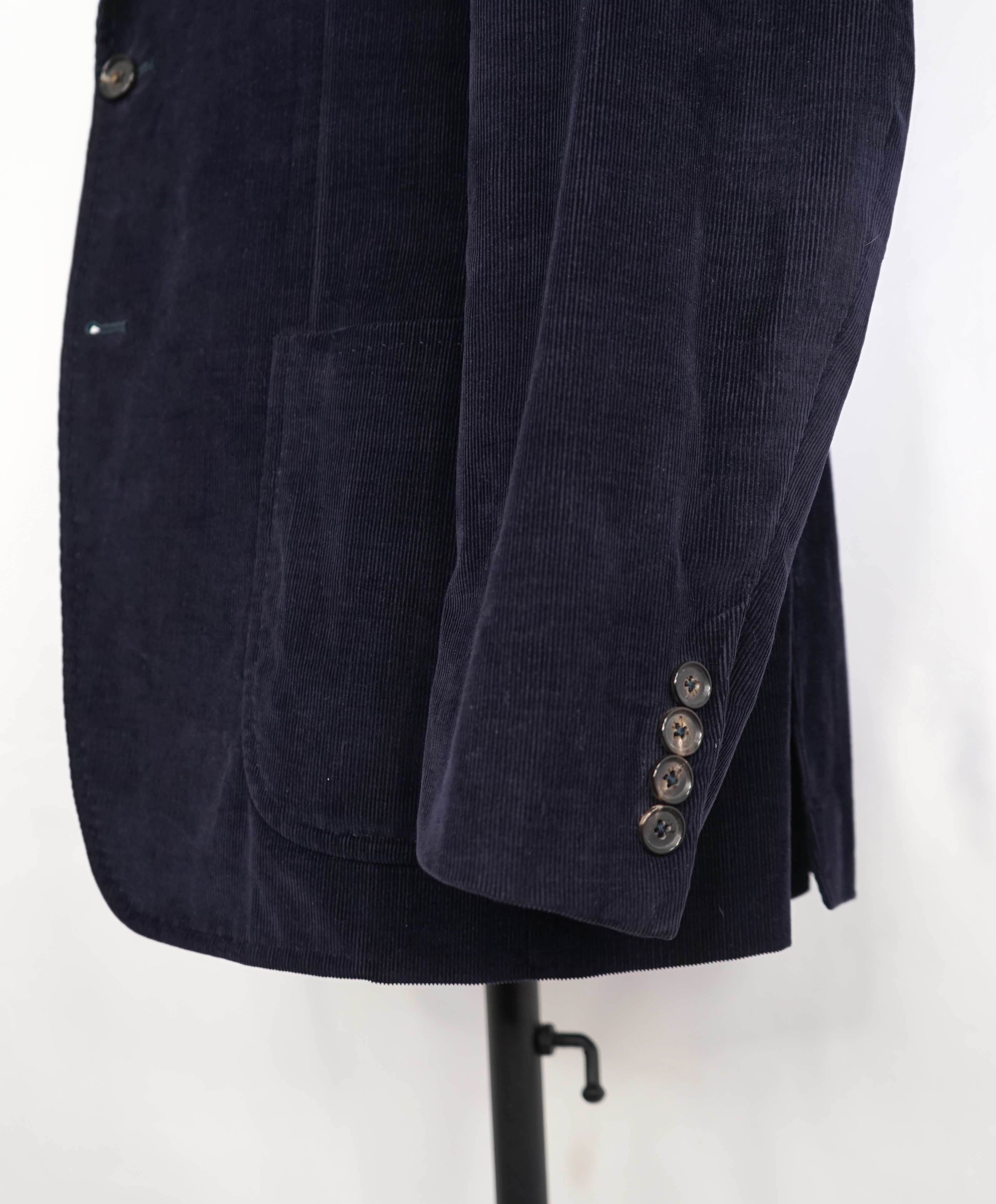 $2,995 ISAIA -Navy Blue Corduroy LOGO 2-Btn Blazer - 40R