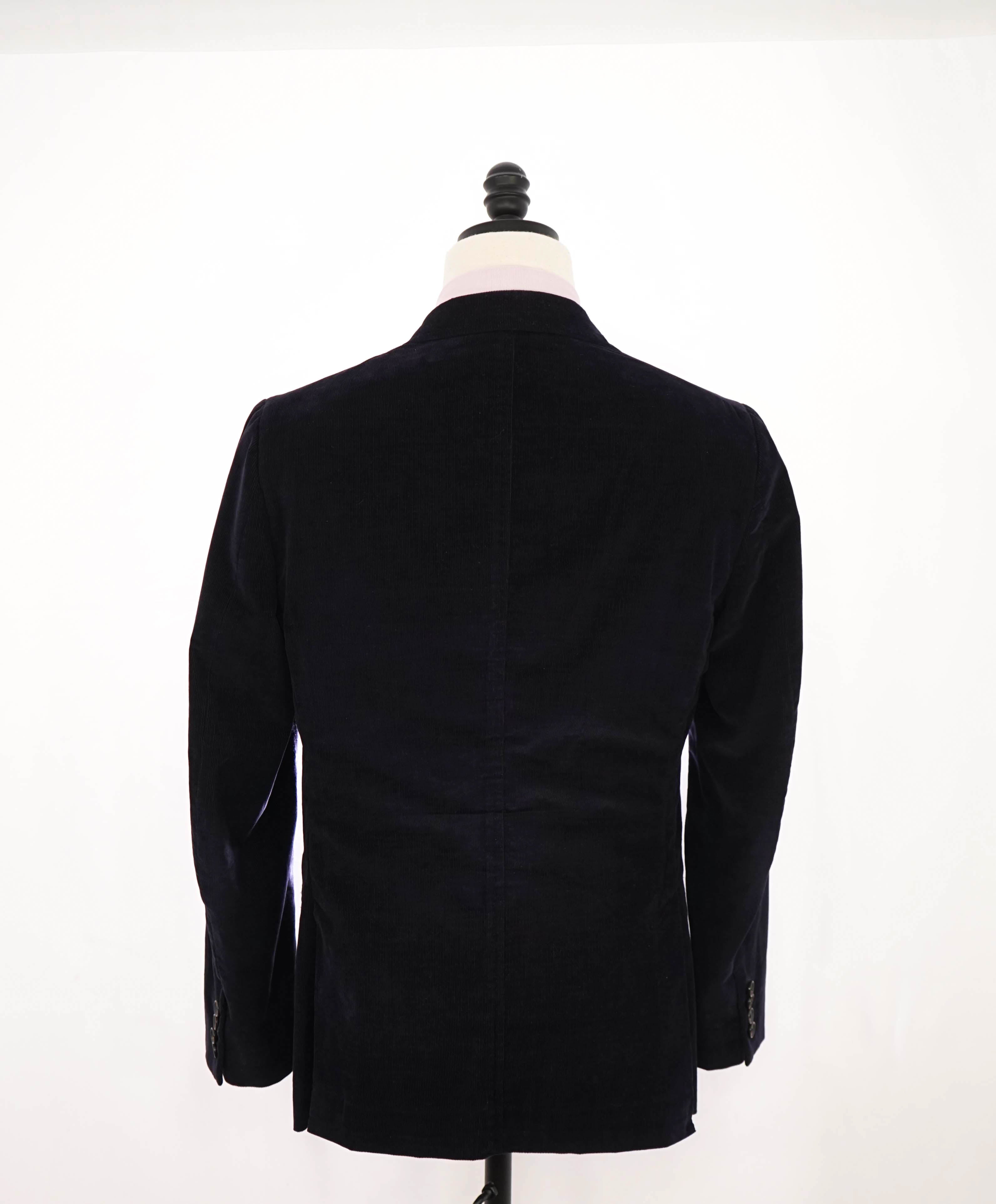 $2,995 ISAIA -Navy Blue Corduroy LOGO 2-Btn Blazer - 40R