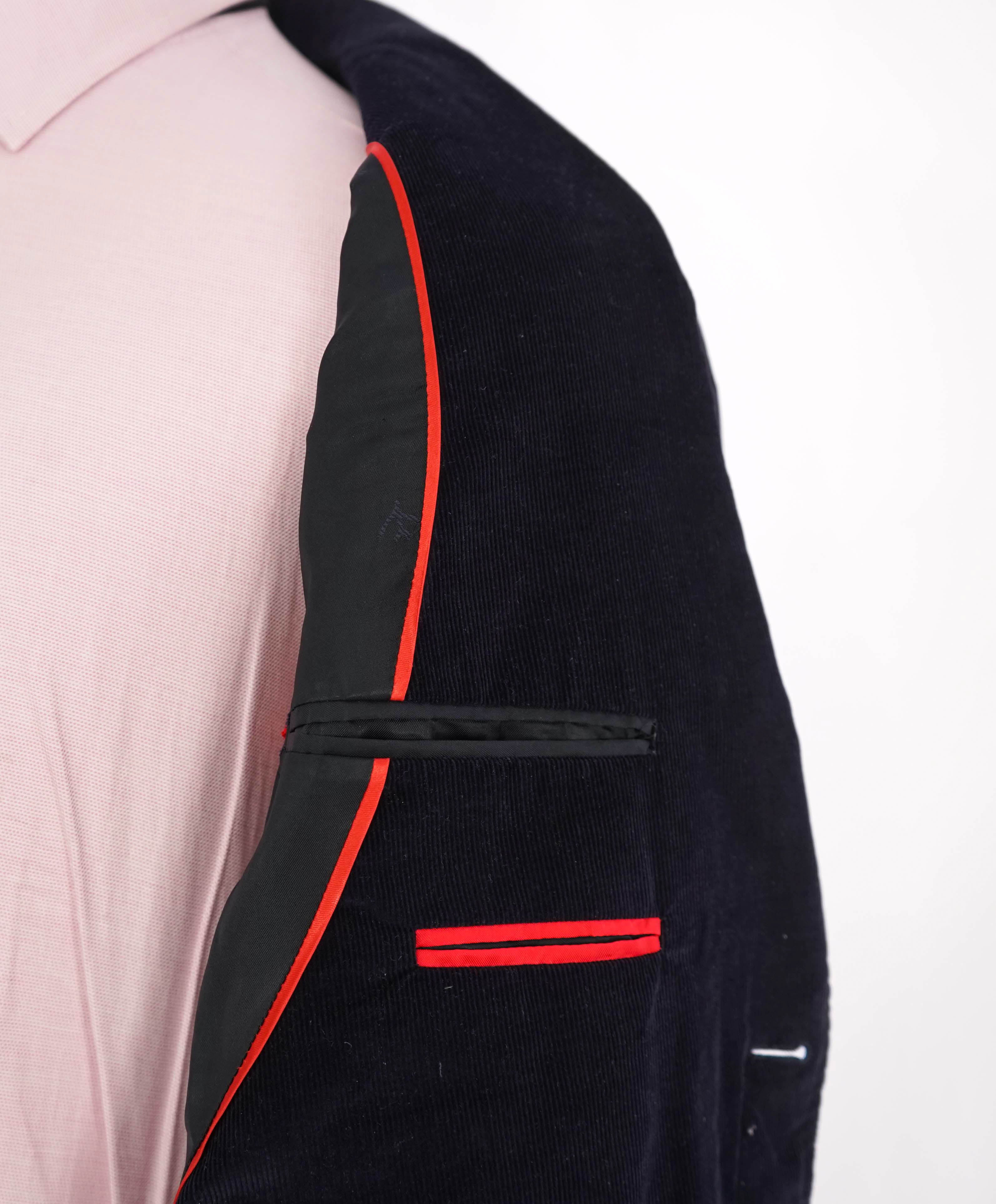 $2,995 ISAIA -Navy Blue Corduroy LOGO 2-Btn Blazer - 40R