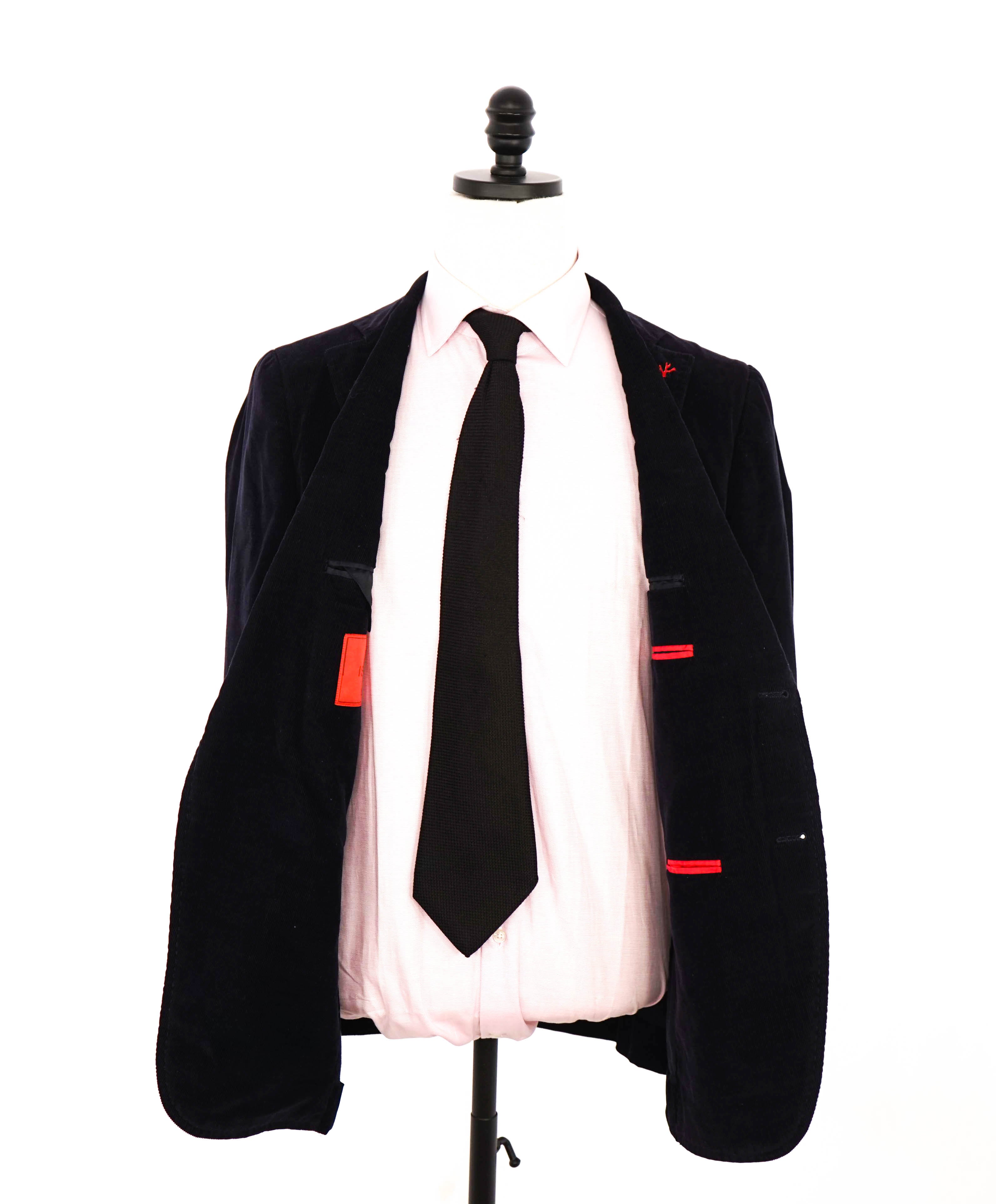 $2,995 ISAIA -Navy Blue Corduroy LOGO 2-Btn Blazer - 40R