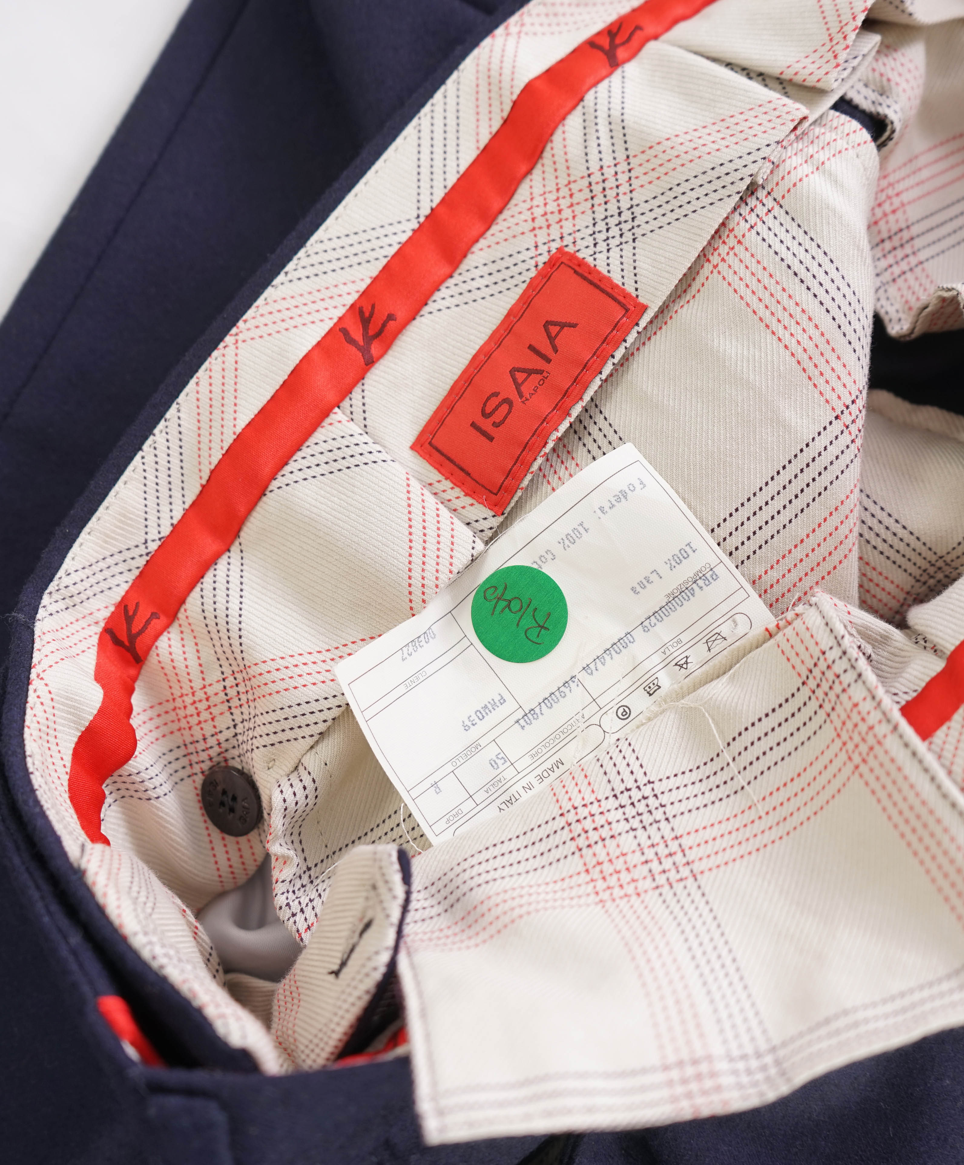 $795 ISAIA - Pure Wool Blue 5-Pocket Flat Front Dress Pants - 34W (50EU)