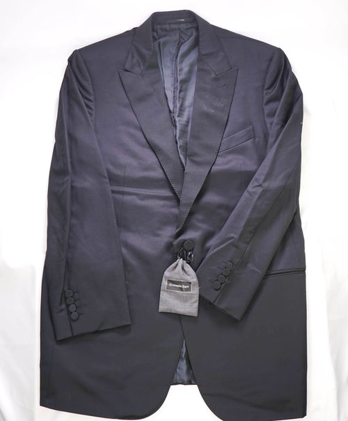 $2,995 ERMENEGILDO ZEGNA - PEAK LAPEL Black Wool Tuxedo Dinner JACKET 1-PC- 46L