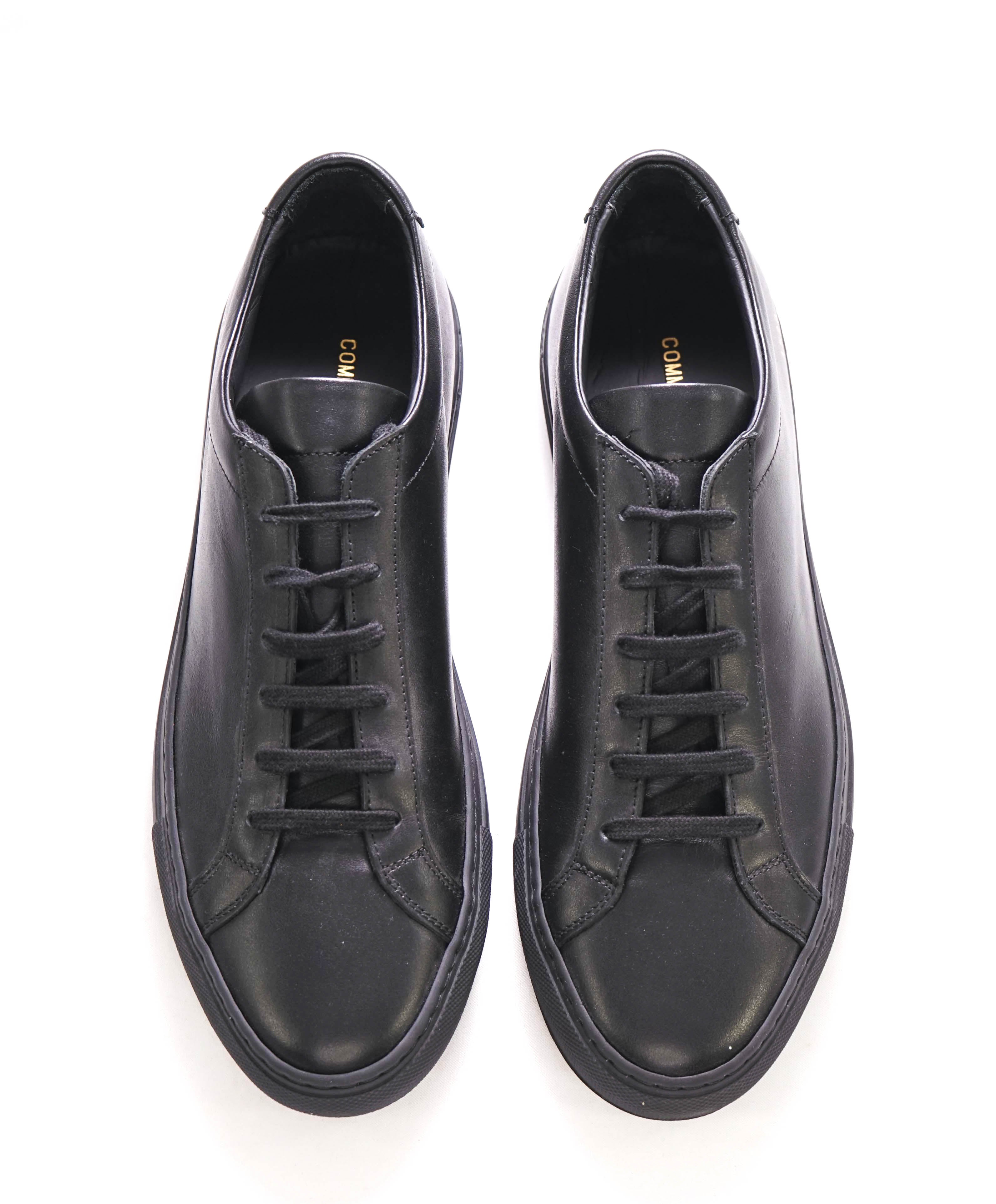 $440 COMMON PROJECTS - "Achilles" Black Leather Sneakers - 8 US (41EU)