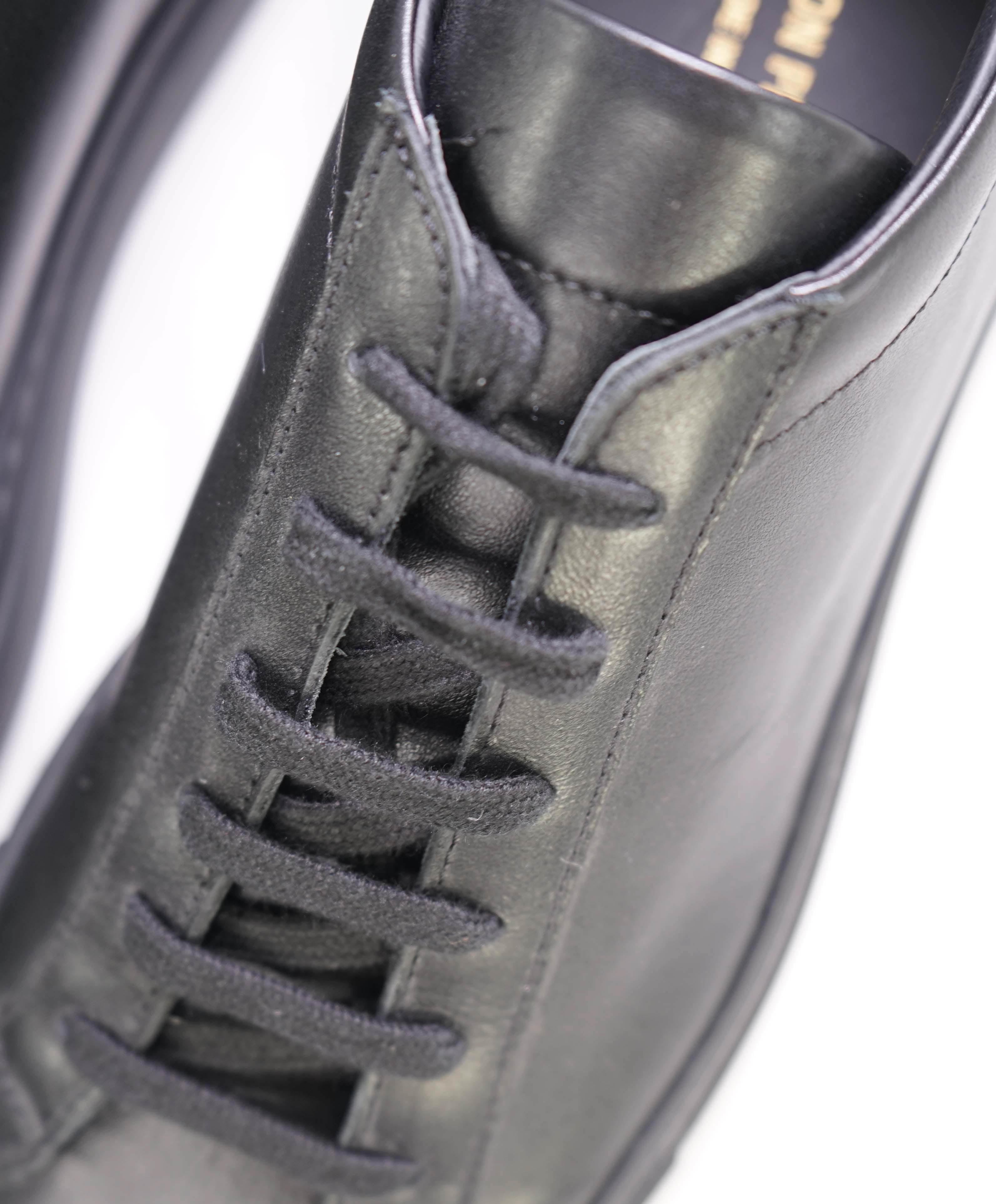 $440 COMMON PROJECTS - "Achilles" Black Leather Sneakers - 8 US (41EU)