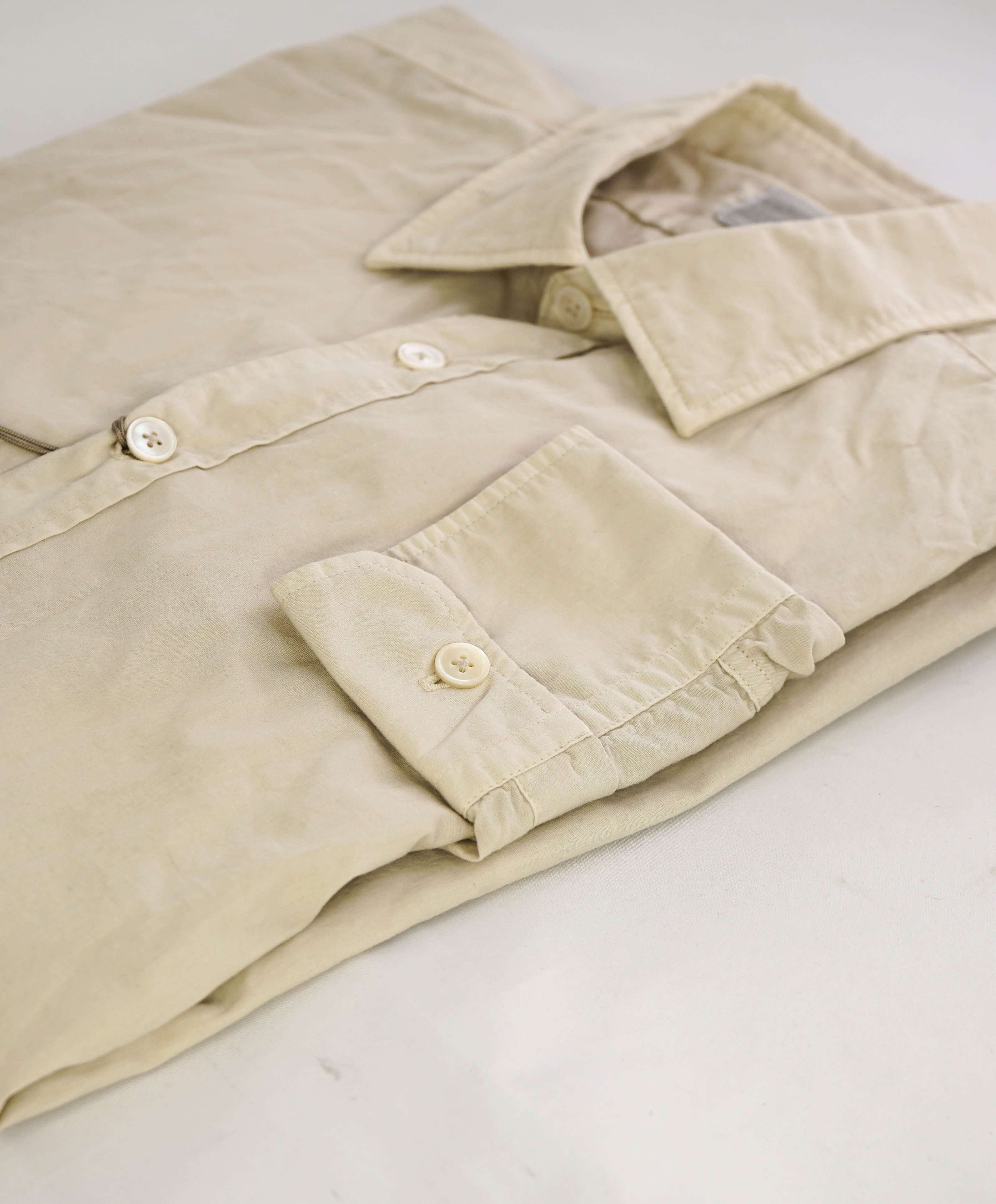 $395 ELEVENTY - Beige Cotton Safari Style Shirt - M