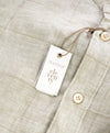 $545 ELEVENTY - *LINEN* Sage/SandBand Collar Button Shirt - M